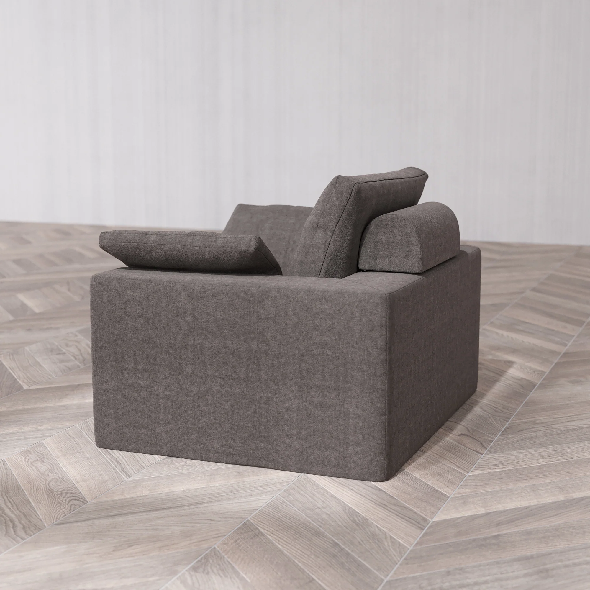 Slipcover Only - Modular Washable Armchair Cloud + Bolster Sofa in Truffle - Image 7