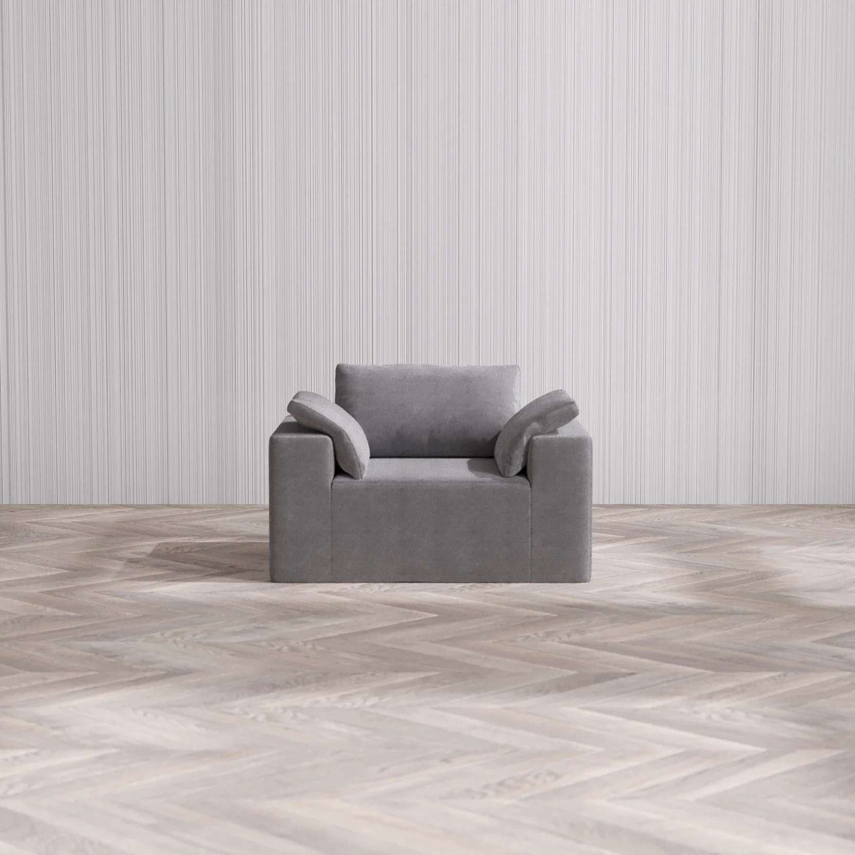 Slipcover Only - Modular Washable Armchair Cloud Sofa in Slate - Image 3