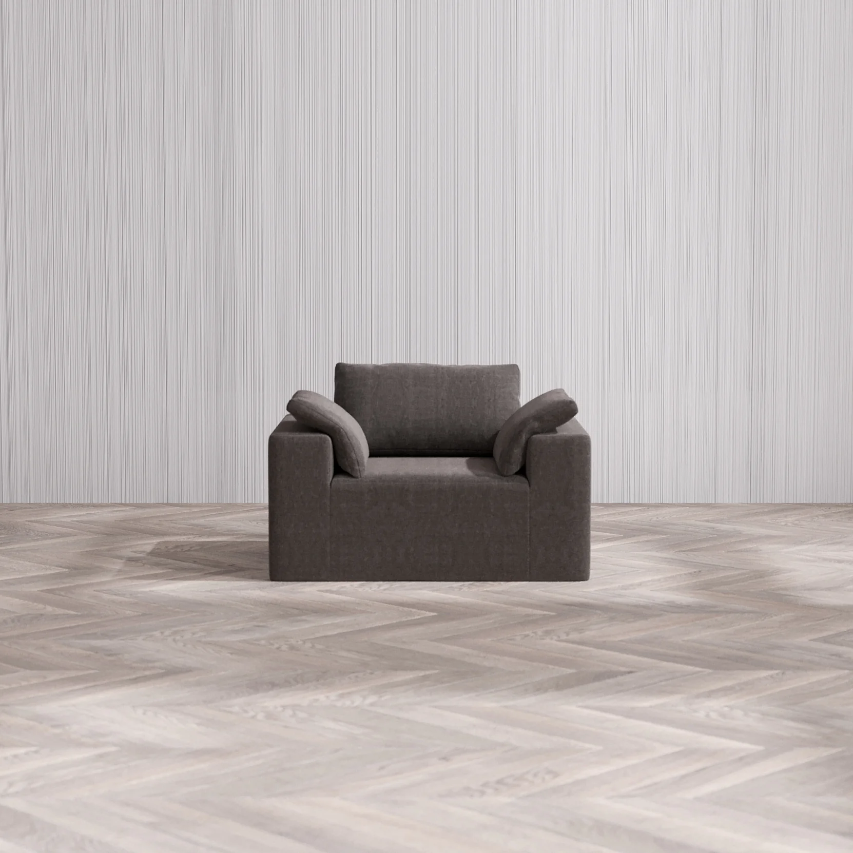 Slipcover Only - Modular Washable Armchair Cloud Sofa in Truffle - Image 3