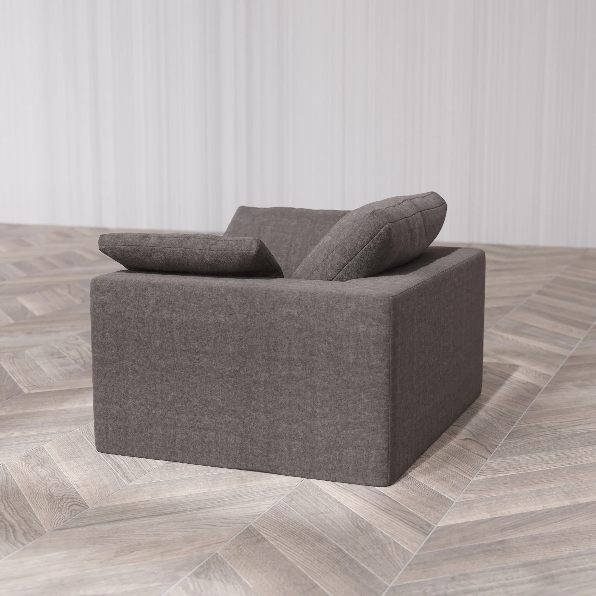 Slipcover Only - Modular Washable Armchair Cloud Sofa in Truffle - Image 7
