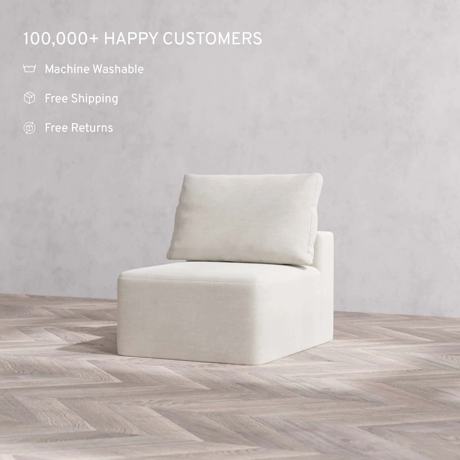 Slipcover Only - Modular Washable Armless Chair Cloud + Bolster Sofa in Cashew - Image 2