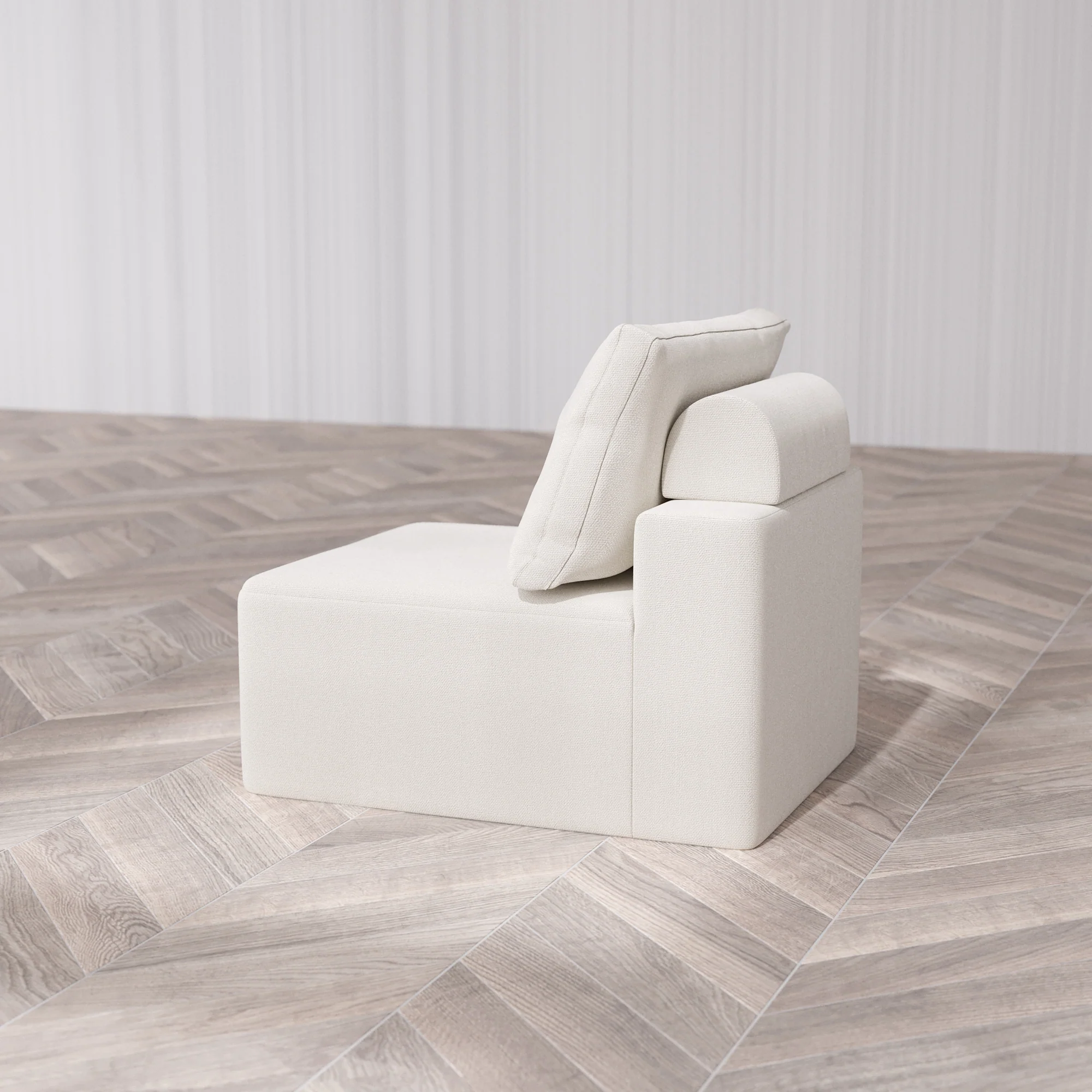 Slipcover Only - Modular Washable Armless Chair Cloud + Bolster Sofa in Pearl - Image 7
