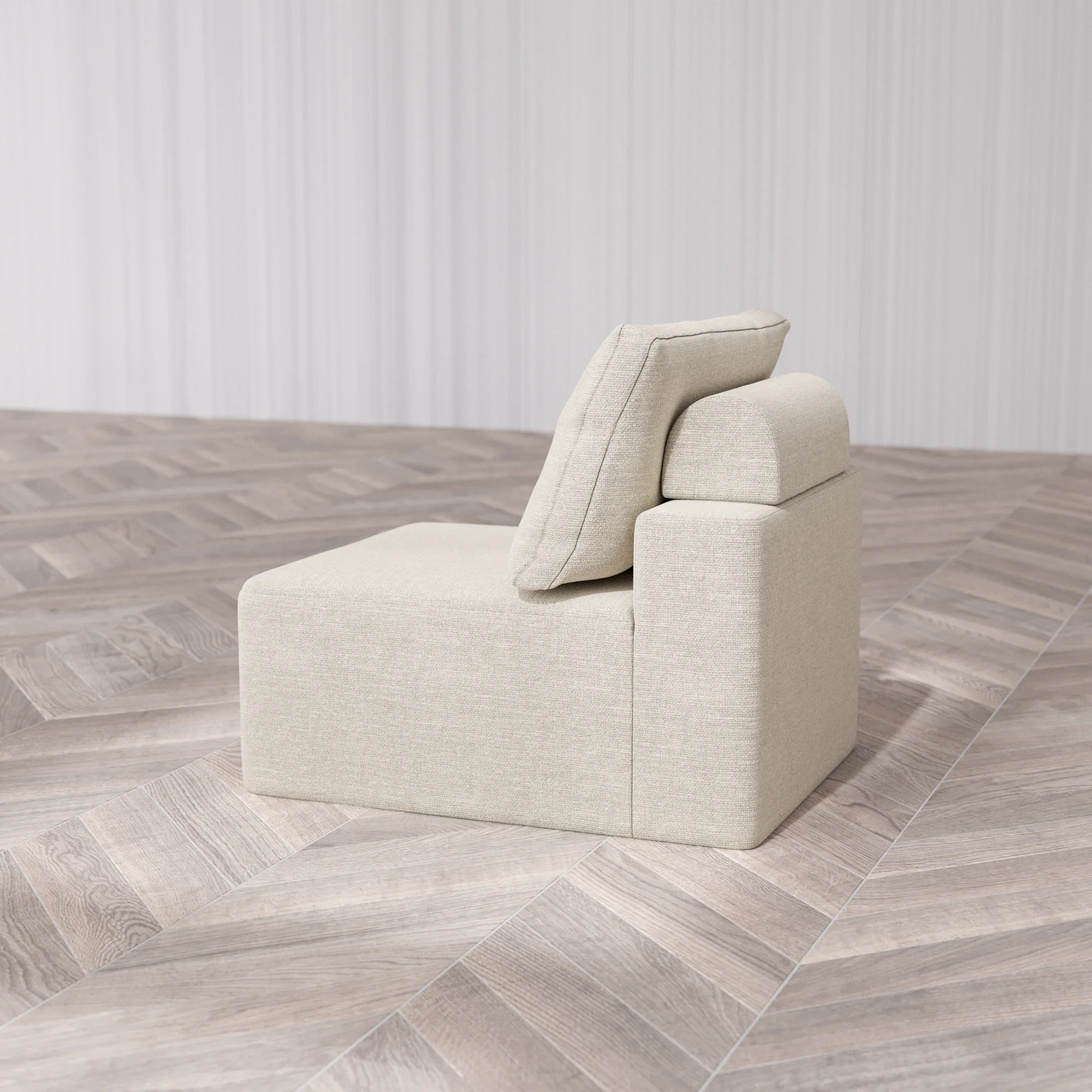 Slipcover Only - Modular Washable Armless Chair Cloud + Bolster Sofa in Sandstone - Image 7