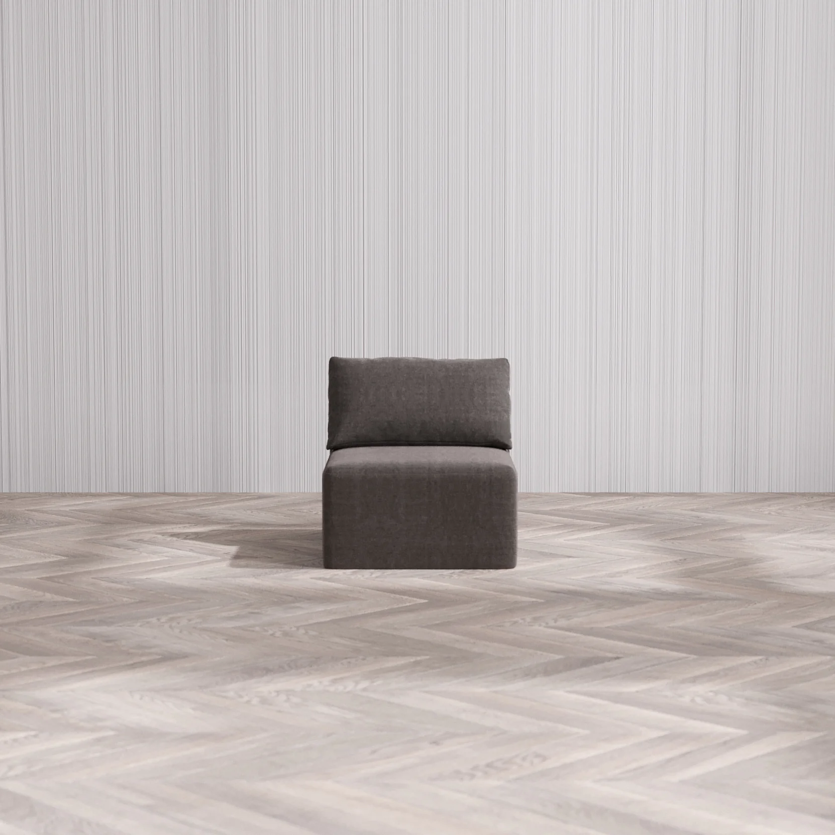 Slipcover Only - Modular Washable Armless Chair Cloud Sofa in Truffle - Image 3