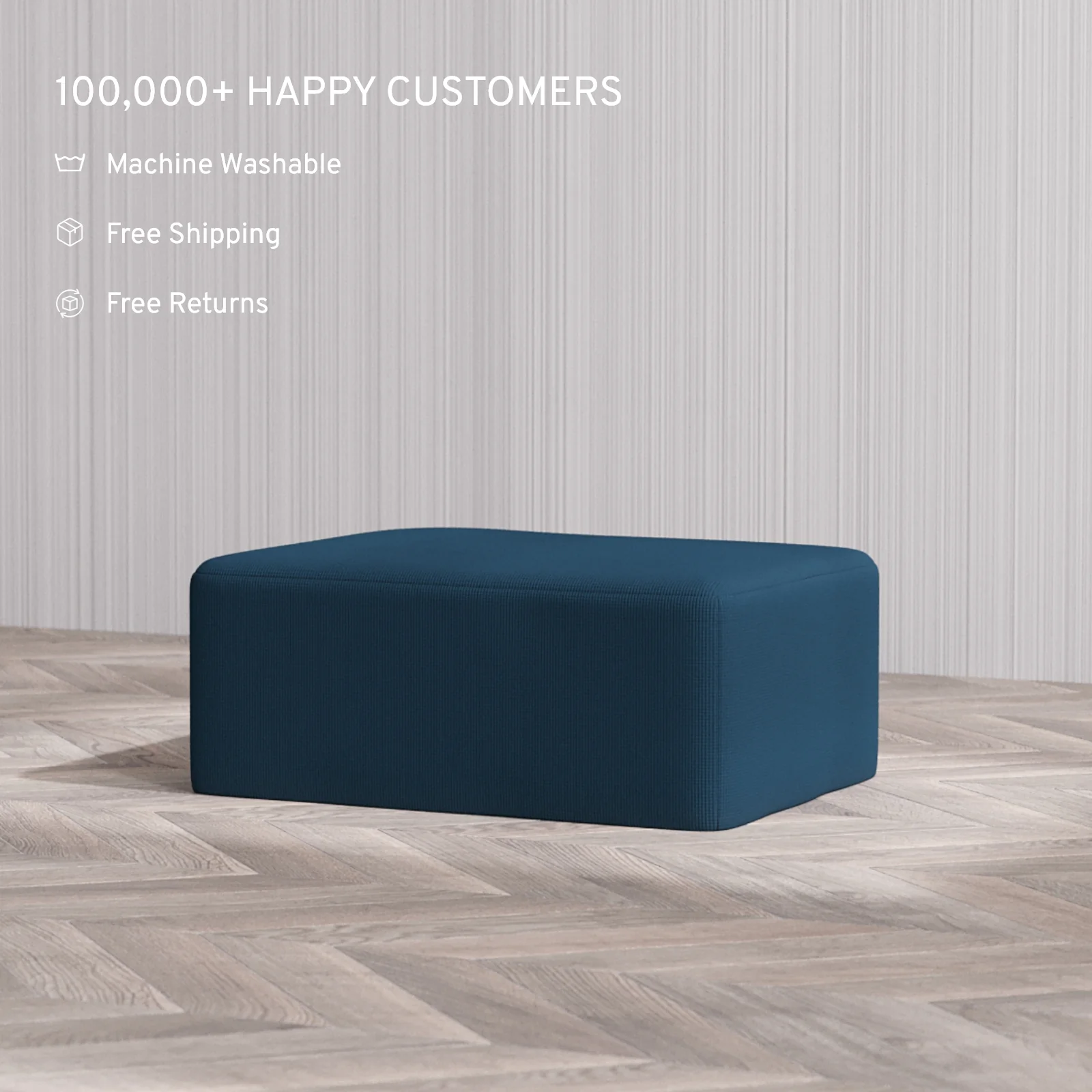 Slipcover Only - Modular Washable Chaise Ottoman in Lazuli - Image 4