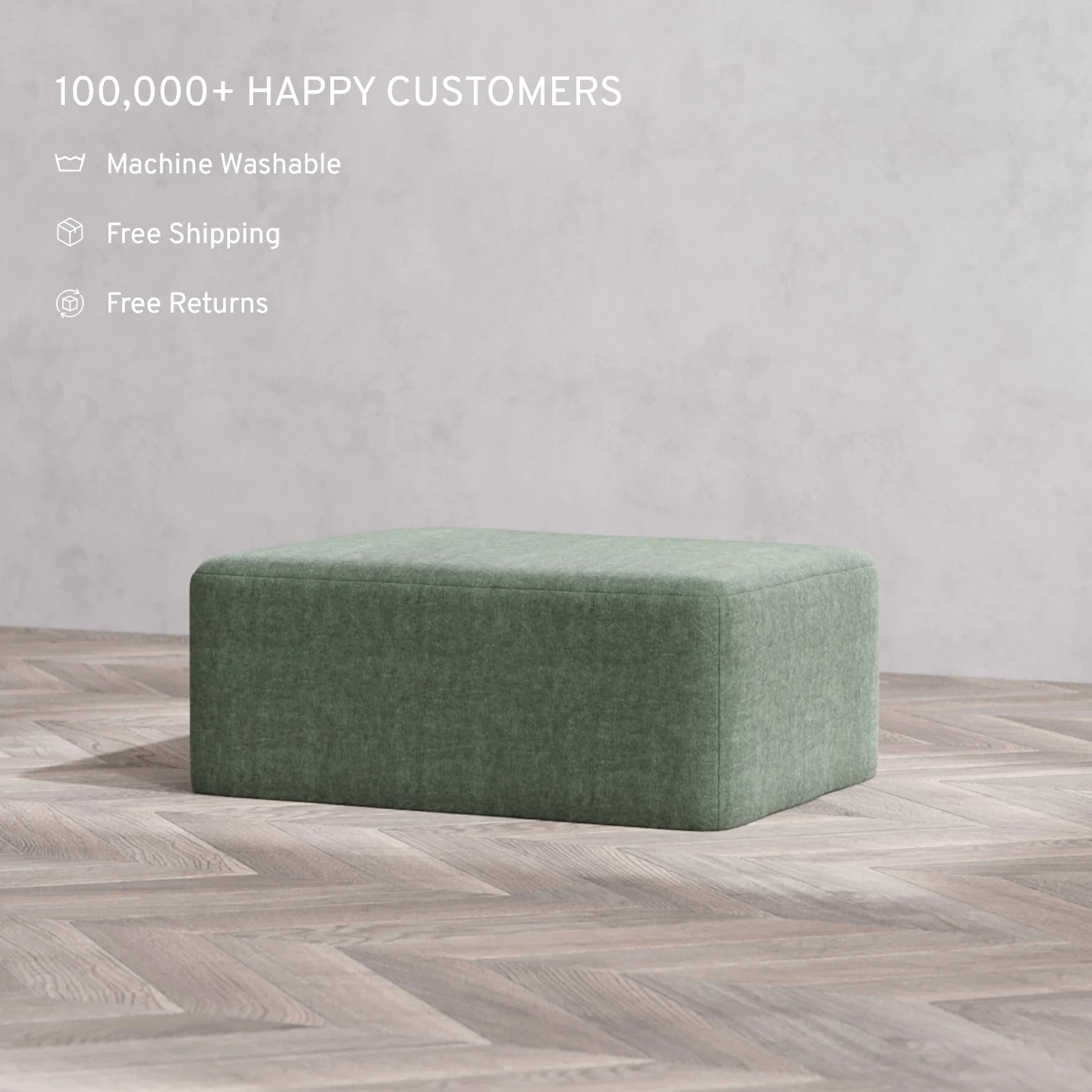 Slipcover Only - Modular Washable Chaise Ottoman in Sage - Image 2