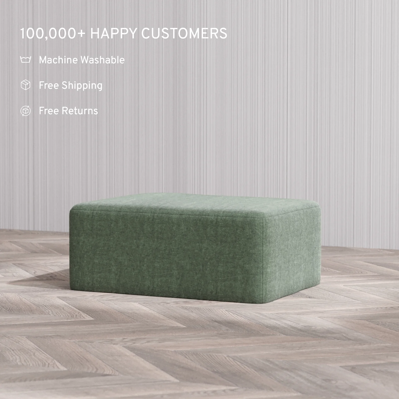 Slipcover Only - Modular Washable Chaise Ottoman in Sage - Image 4
