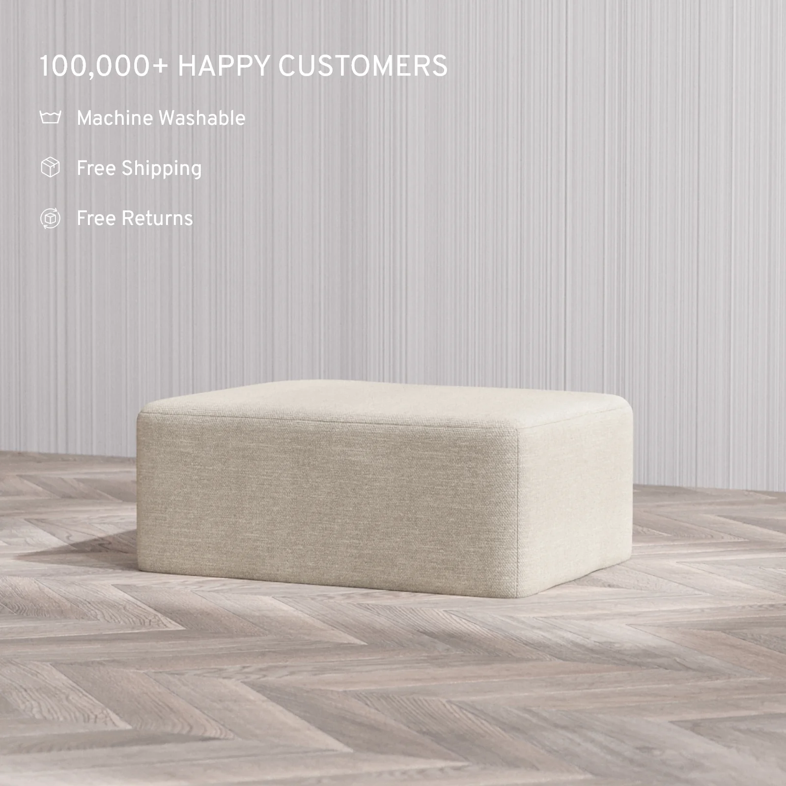 Slipcover Only - Modular Washable Chaise Ottoman in Sandstone - Image 4