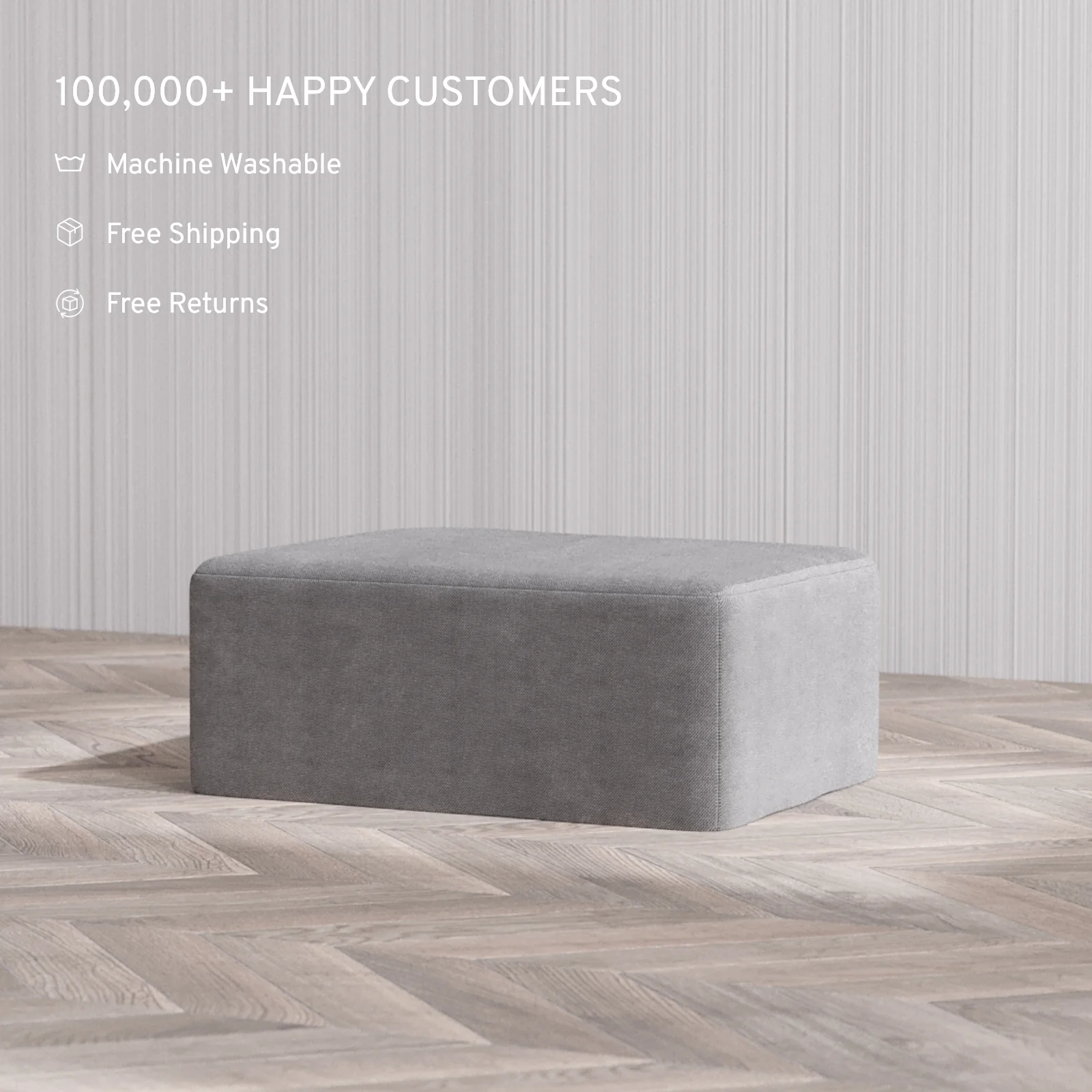 Slipcover Only - Modular Washable Chaise Ottoman in Slate - Image 4