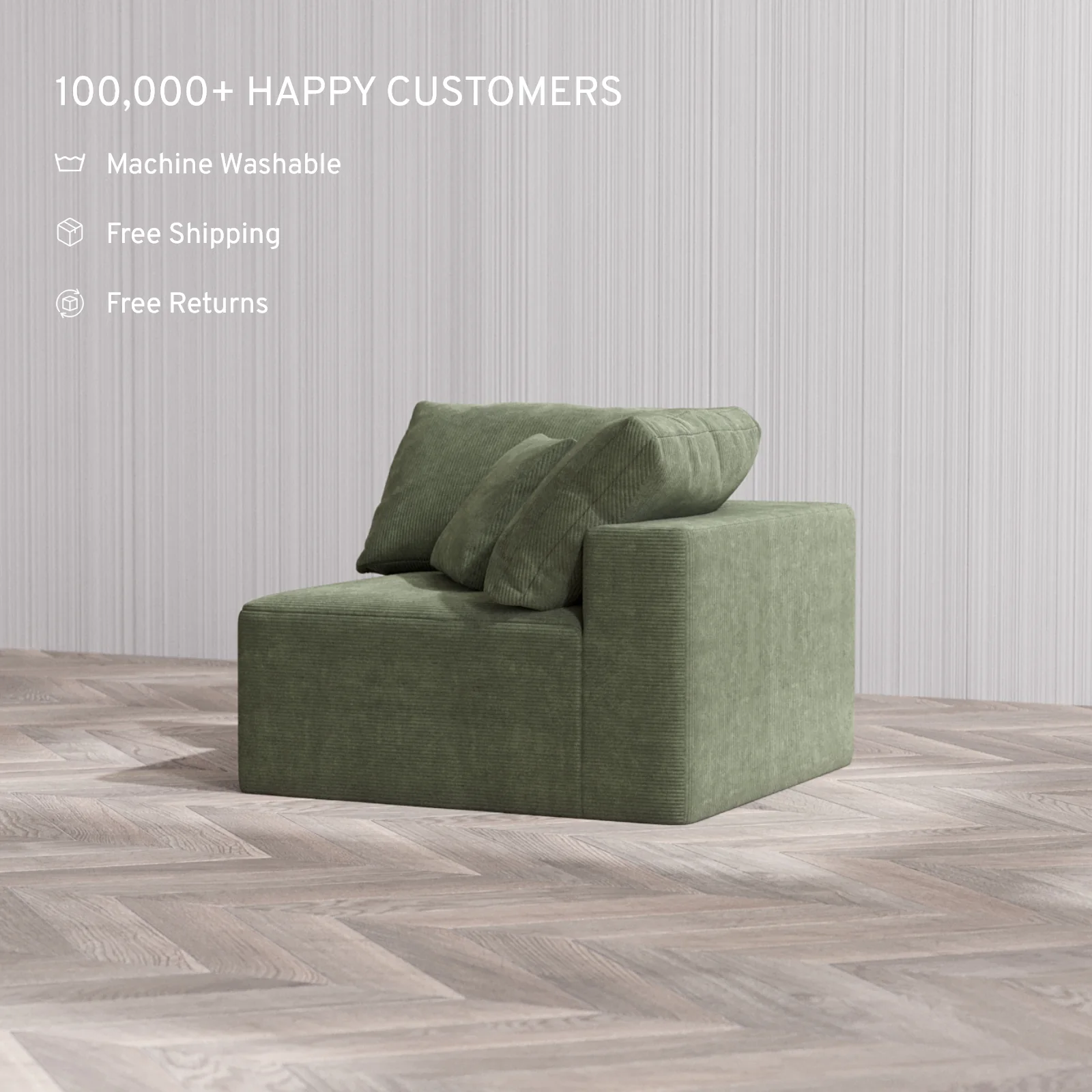 Slipcover Only - Modular Washable Corner Chair Cloud Sofa in Juniper - Image 4