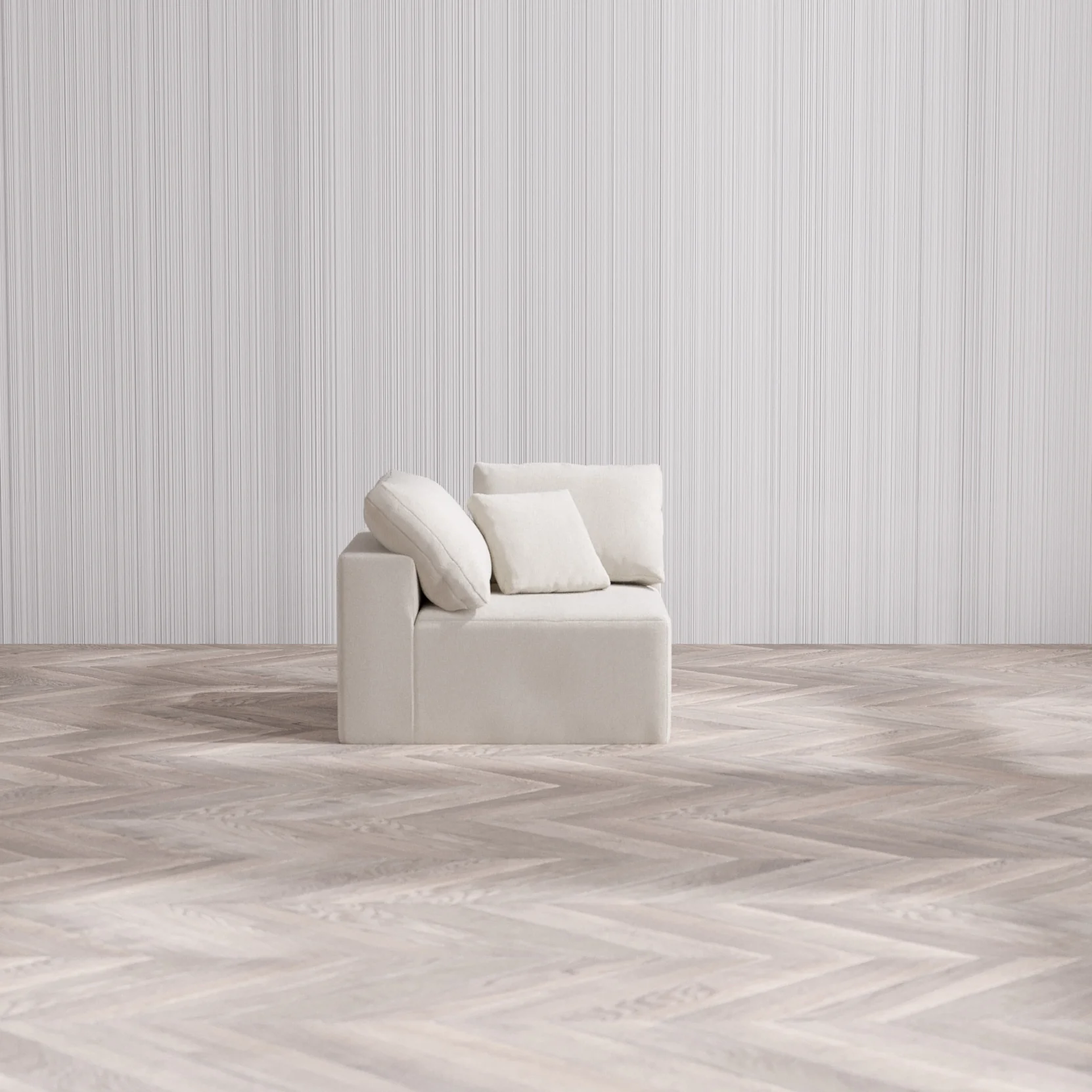 Slipcover Only - Modular Washable Corner Chair Cloud Sofa in Pearl - Image 3