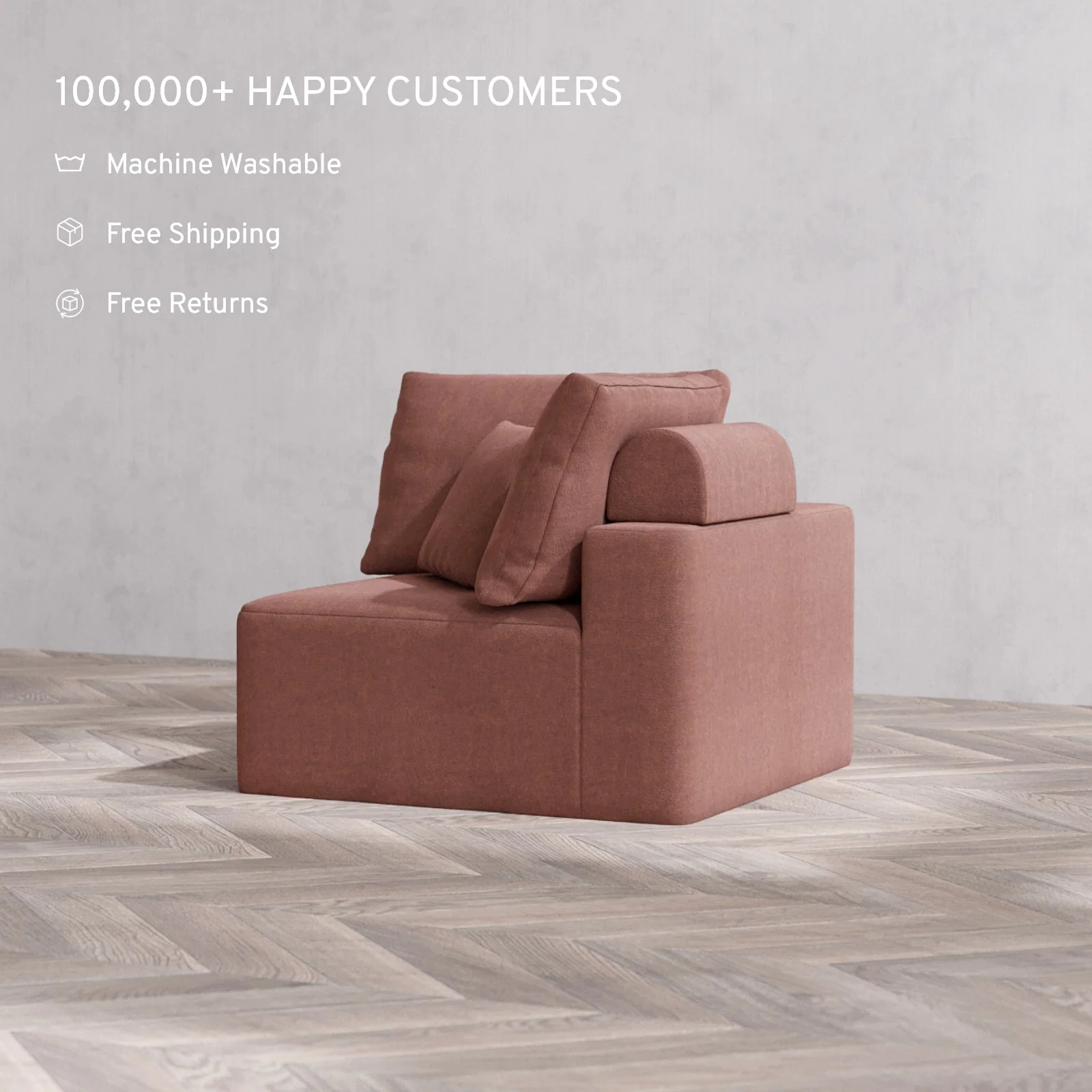 Slipcover Only - Modular Washable Corner Chair Cloud + Bolster Sofa in Sumac - Image 2