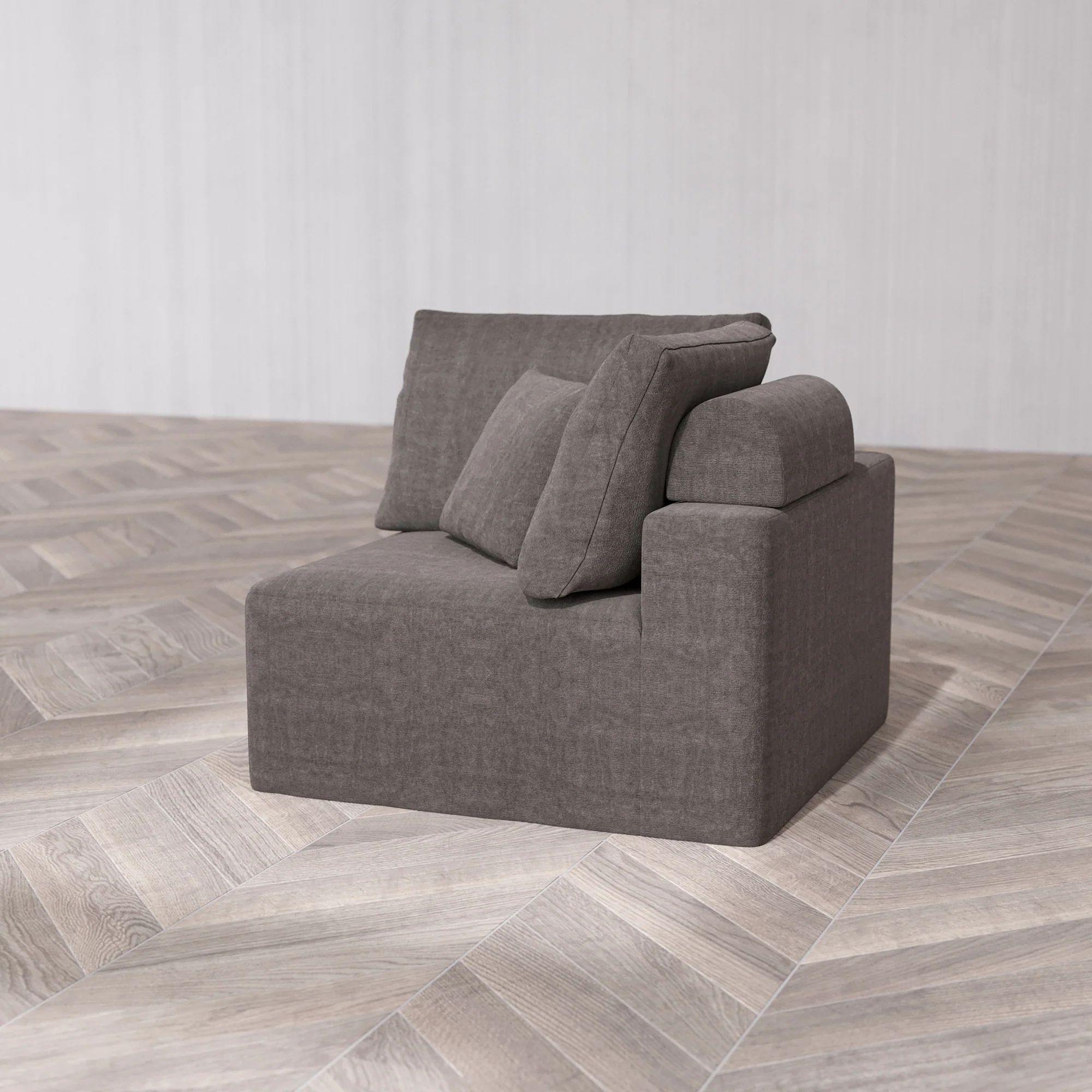 Slipcover Only - Modular Washable Corner Chair Cloud + Bolster Sofa in Truffle - Image 7