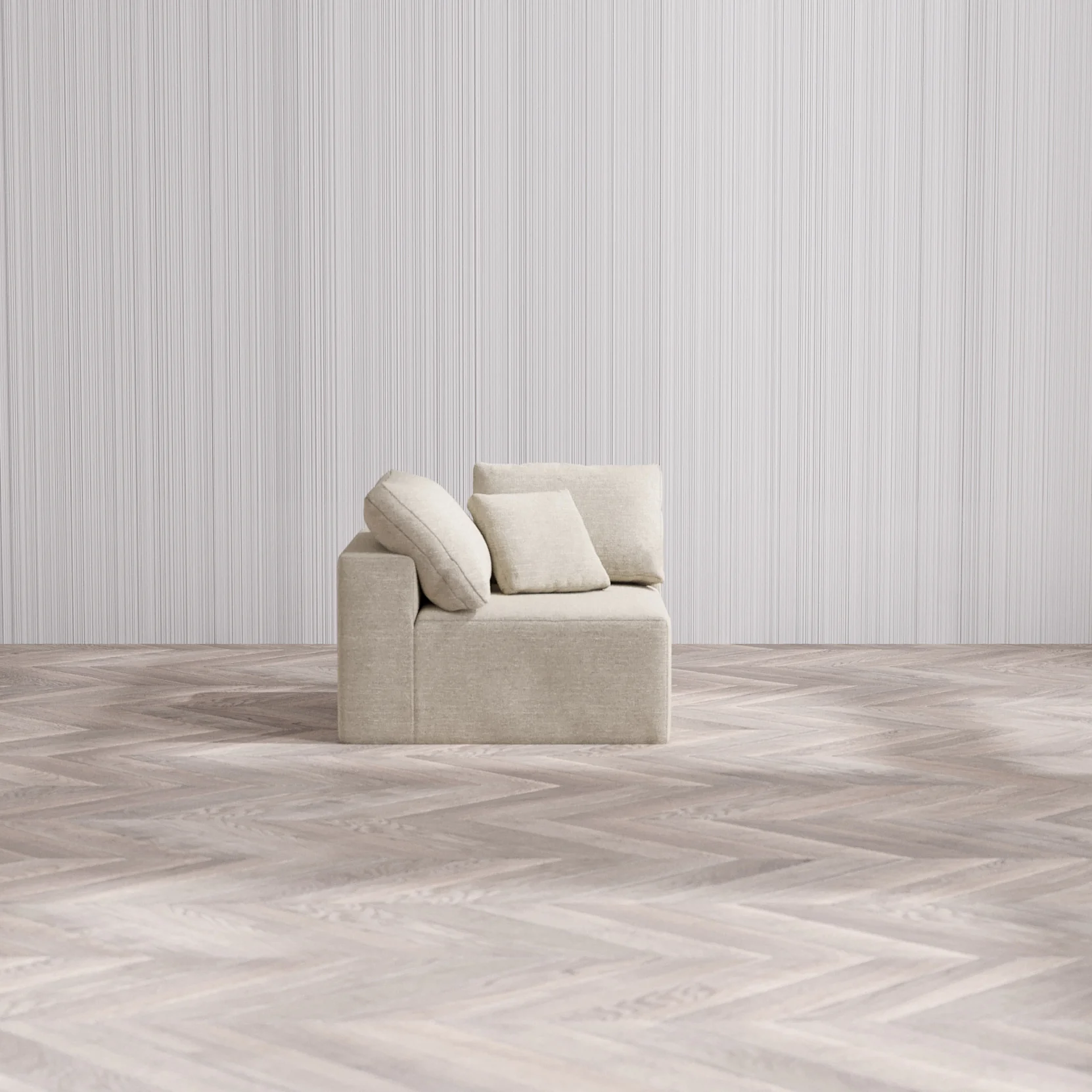 Slipcover Only - Modular Washable Corner Chair Cloud Sofa in Sandstone - Image 3