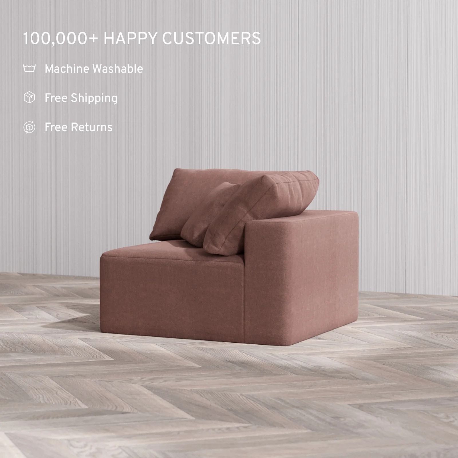 Slipcover Only - Modular Washable Corner Chair Cloud Sofa in Sumac - Image 4