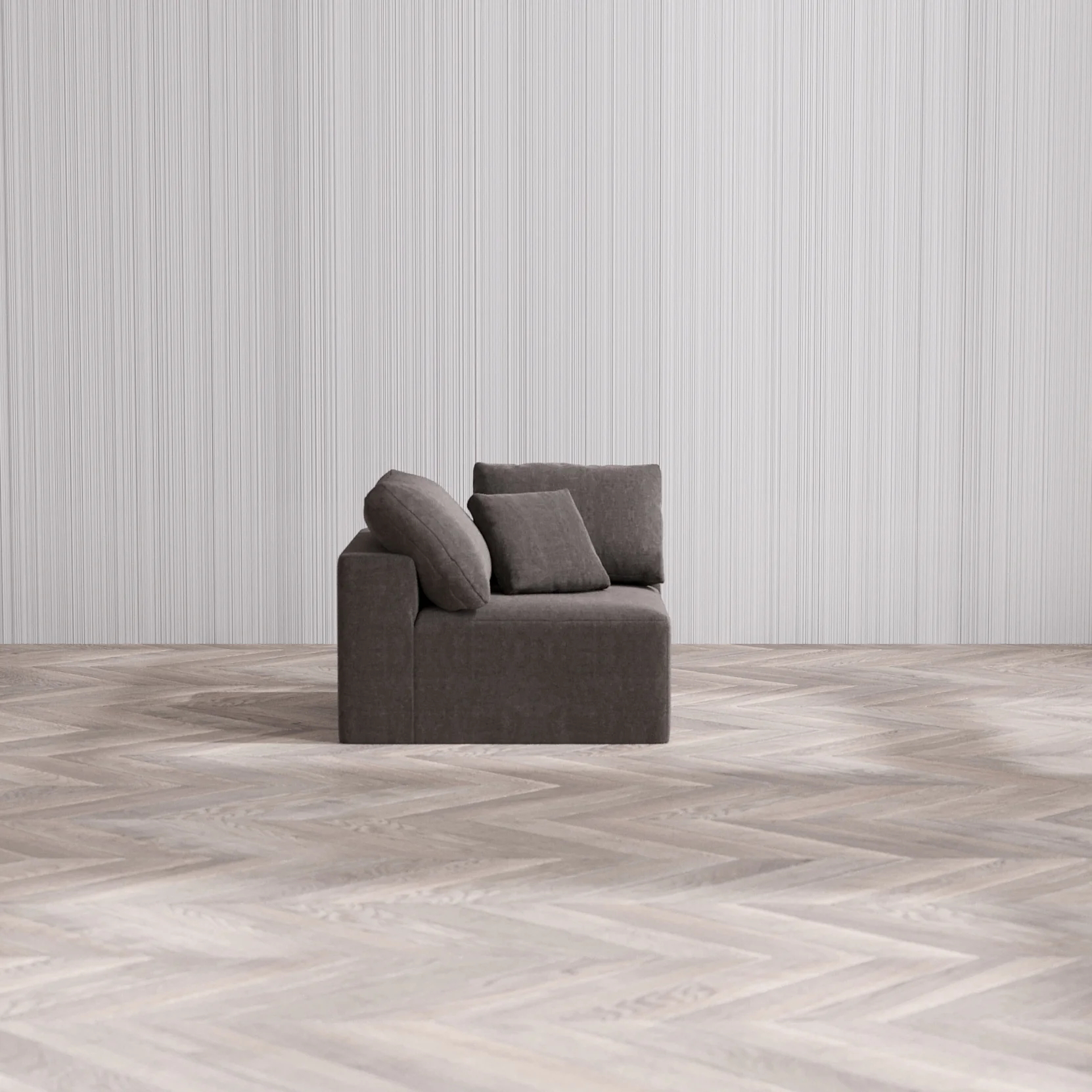 Slipcover Only - Modular Washable Corner Chair Cloud Sofa in Truffle - Image 3