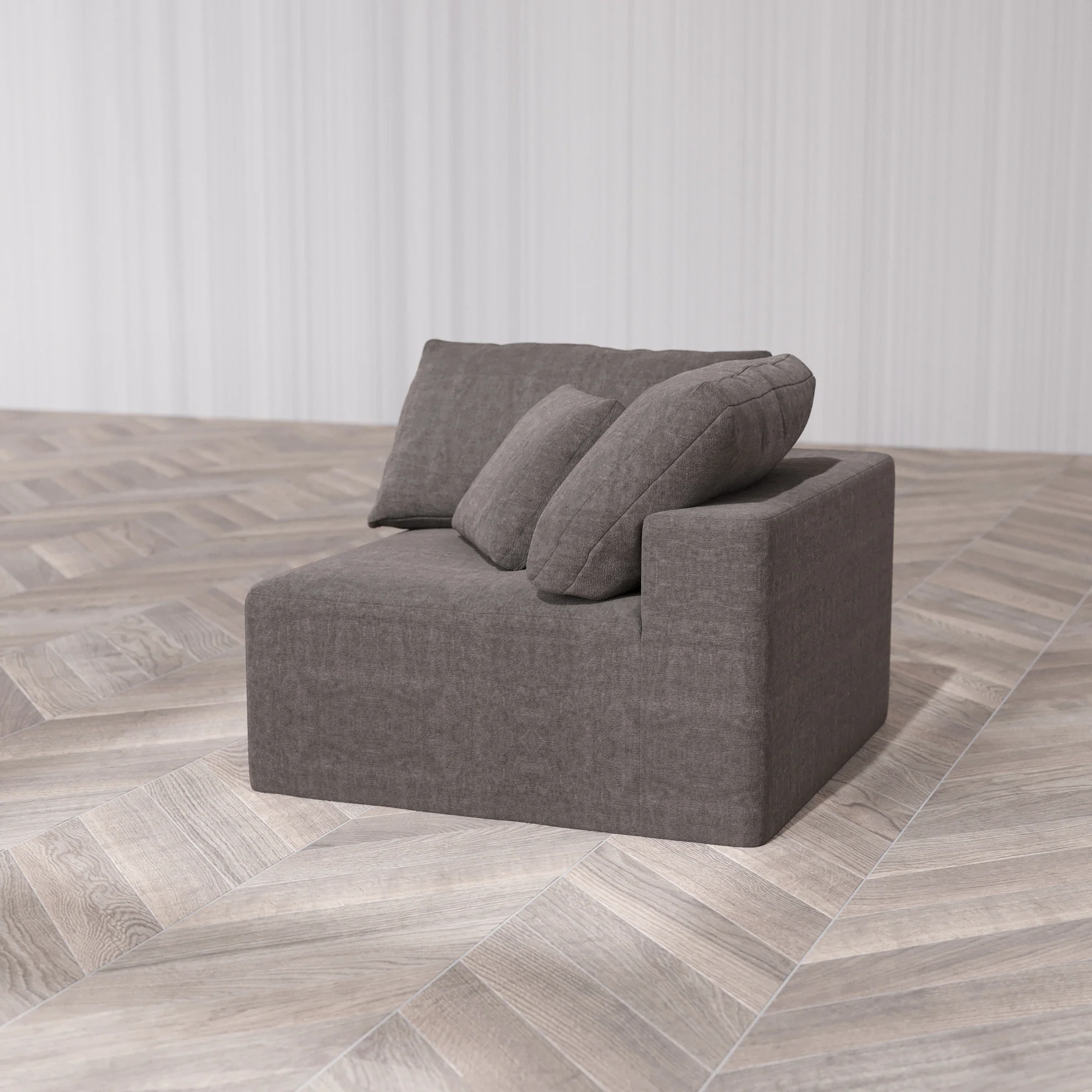 Slipcover Only - Modular Washable Corner Chair Cloud Sofa in Truffle - Image 7