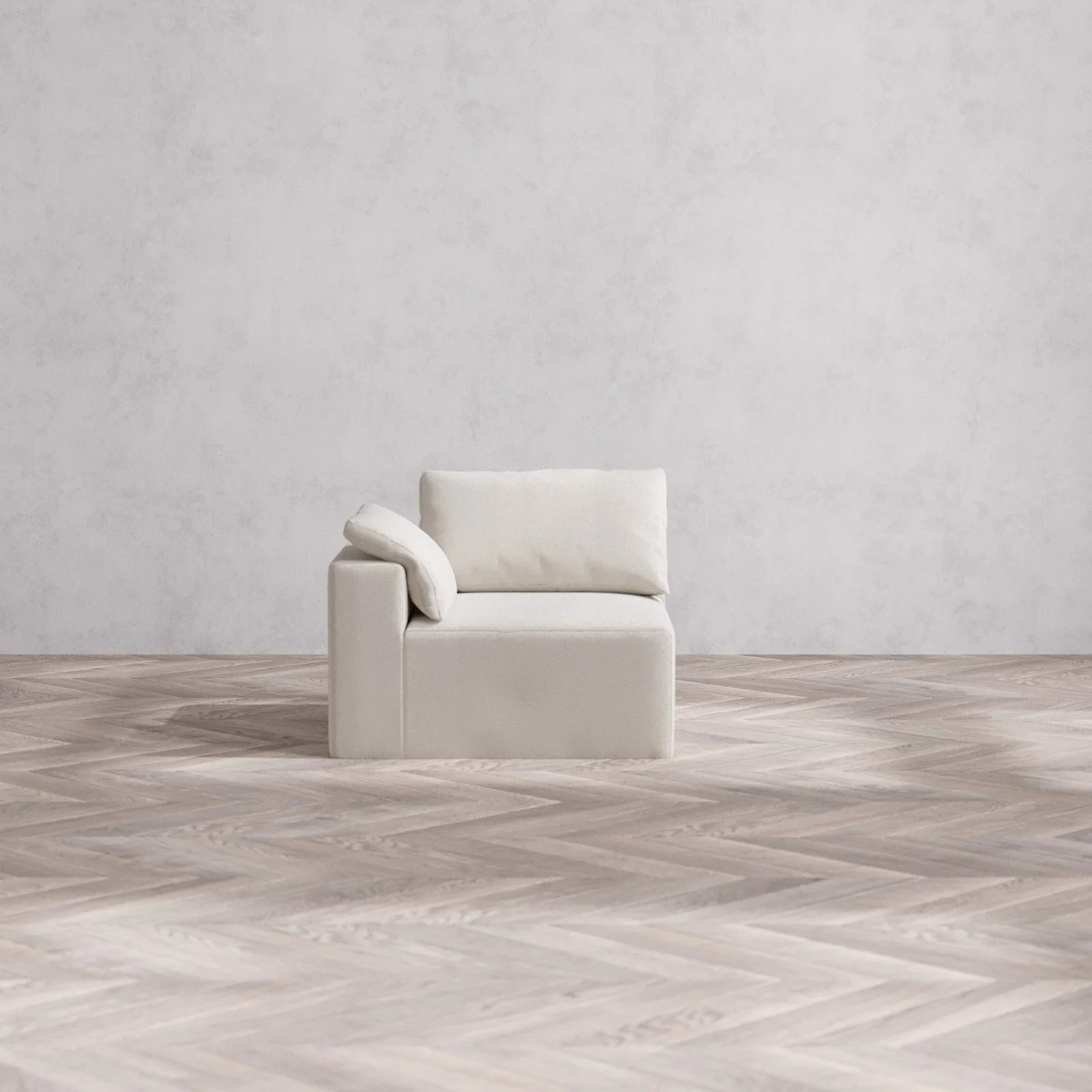 Slipcover Only - Modular Washable End Chair Cloud Sofa in Pearl | Left-Facing Arm