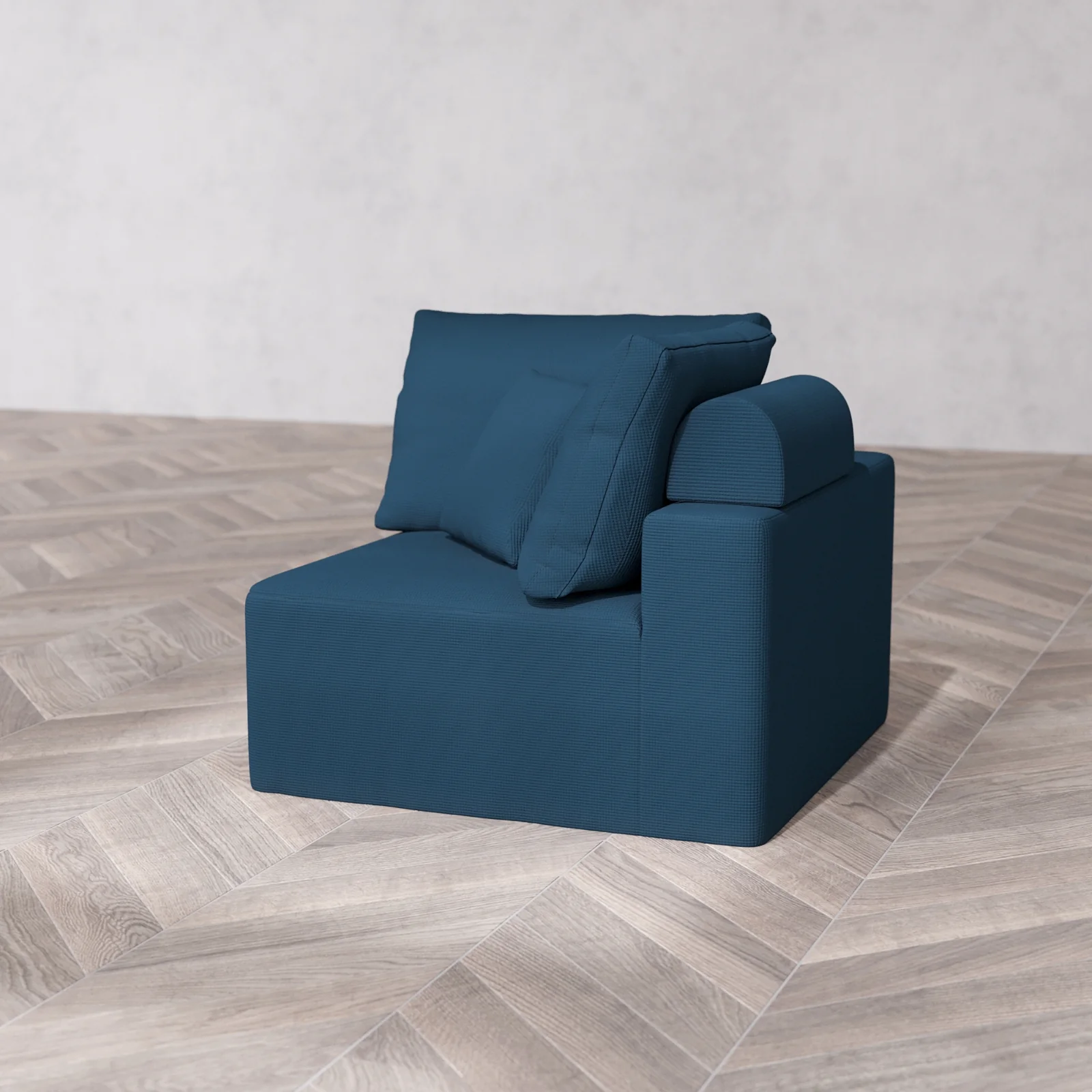 Slipcover Only - Modular Washable End Chair Cloud + Bolster Sofa in Lazuli | Left-Facing Arm - Image 5