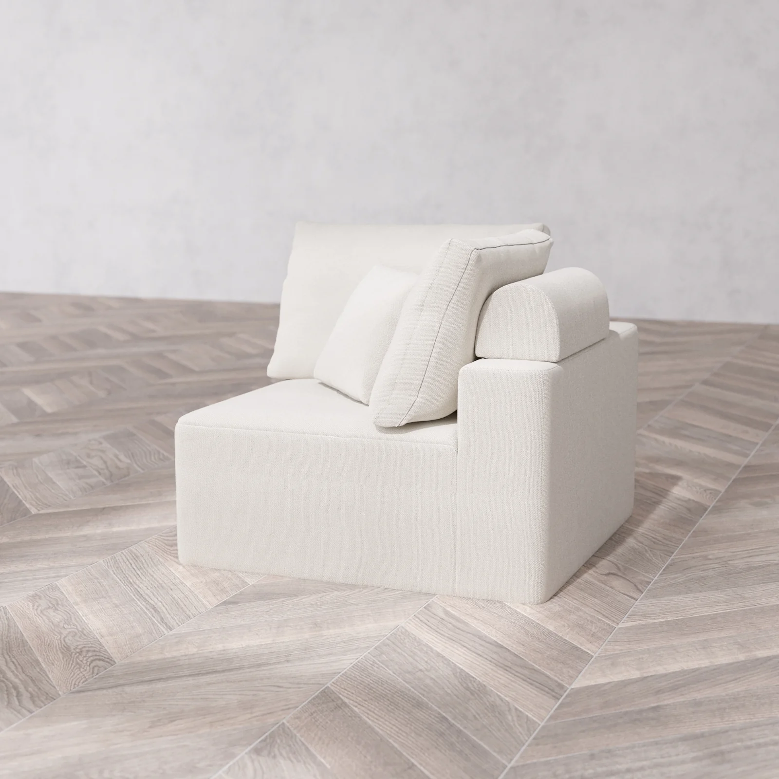 Slipcover Only - Modular Washable End Chair Cloud + Bolster Sofa in Pearl | Left-Facing Arm - Image 5