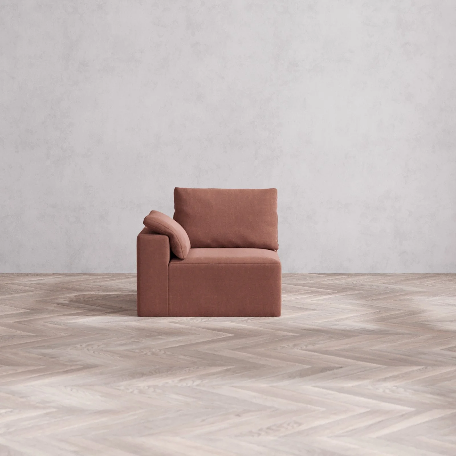 Slipcover Only - Modular Washable End Chair Cloud + Bolster Sofa in Sumac | Left-Facing Arm