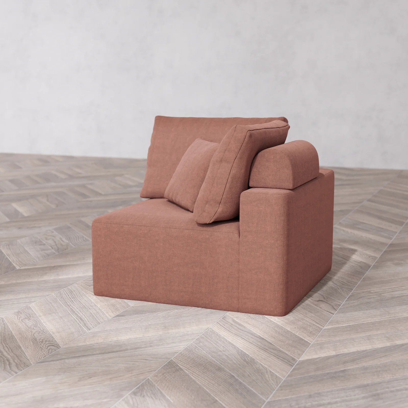 Slipcover Only - Modular Washable End Chair Cloud + Bolster Sofa in Sumac | Left-Facing Arm - Image 5