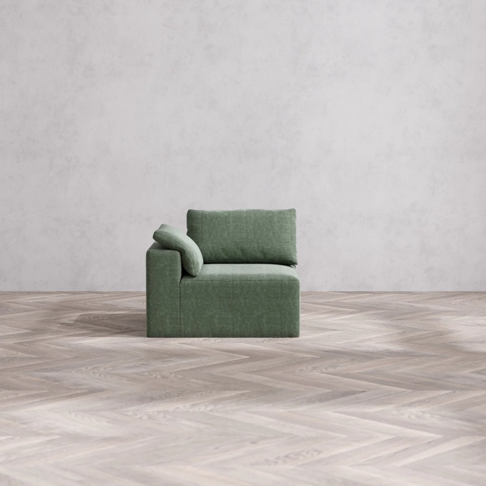 Slipcover Only - Modular Washable End Chair Cloud Sofa in Sage | Left-Facing Arm