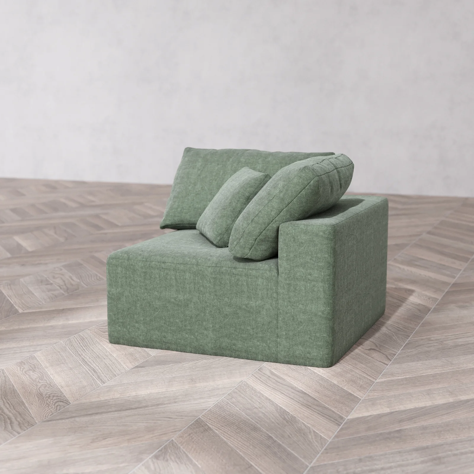 Slipcover Only - Modular Washable End Chair Cloud Sofa in Sage | Left-Facing Arm - Image 5