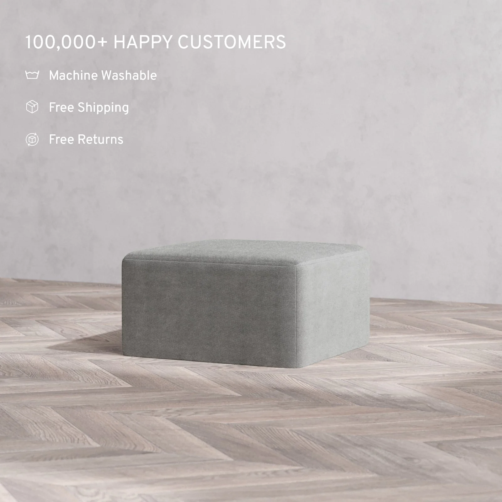 Slipcover Only - Modular Washable Ottoman in Slate - Image 2