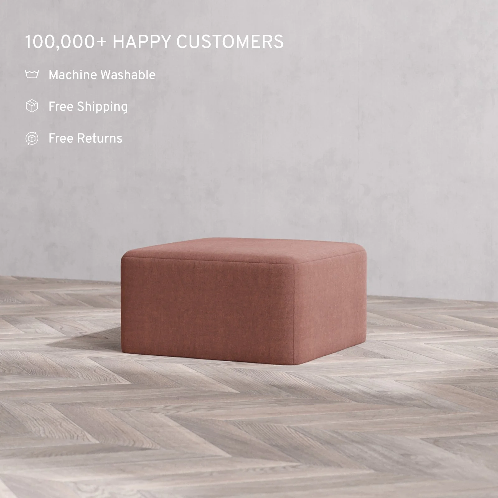 Slipcover Only - Modular Washable Ottoman in Sumac - Image 2
