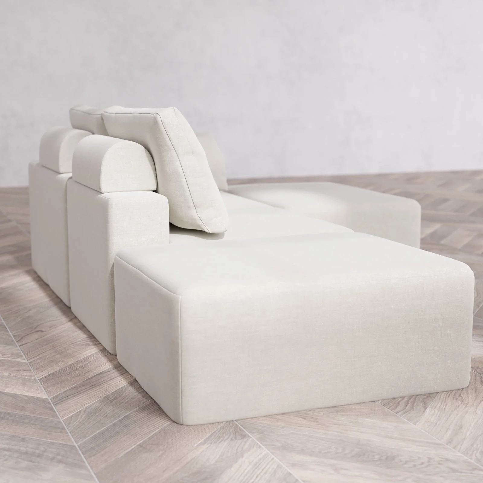 Slipcover Only - Modular Washable 2-Seater Open End Chaise Sectional Cloud + Bolster Sofa in Cashew | Right-Facing Arm - Image 6