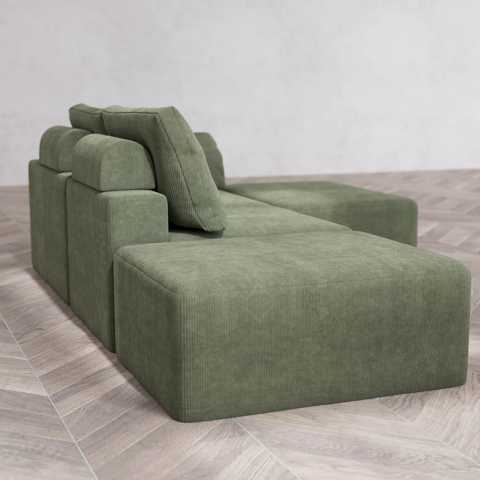 Slipcover Only - Modular Washable 2-Seater Open End Chaise Sectional Cloud + Bolster Sofa in Juniper | Right-Facing Arm - Image 6