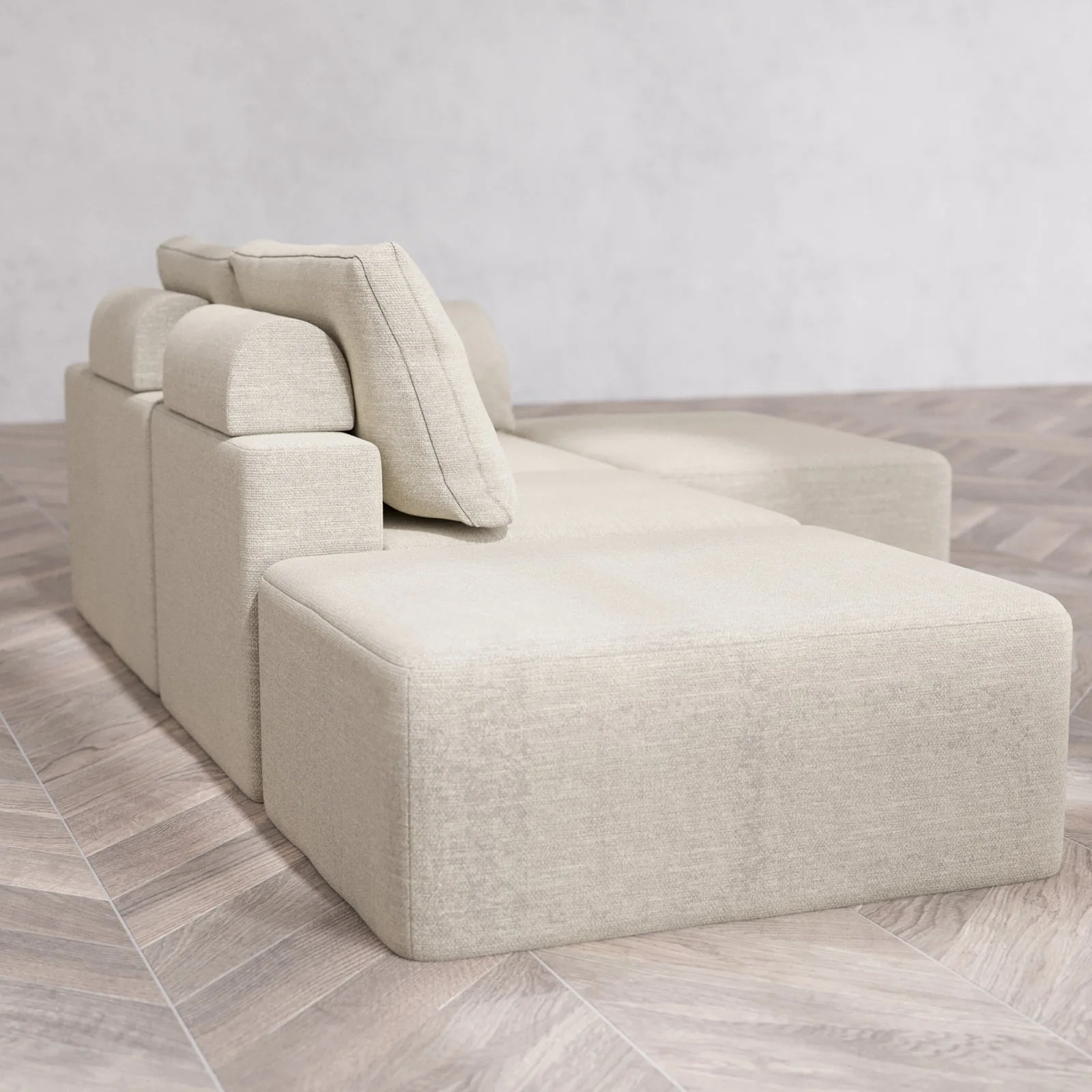 Slipcover Only - Modular Washable 2-Seater Open End Chaise Sectional Cloud + Bolster Sofa in Sandstone | Right-Facing Arm - Image 6