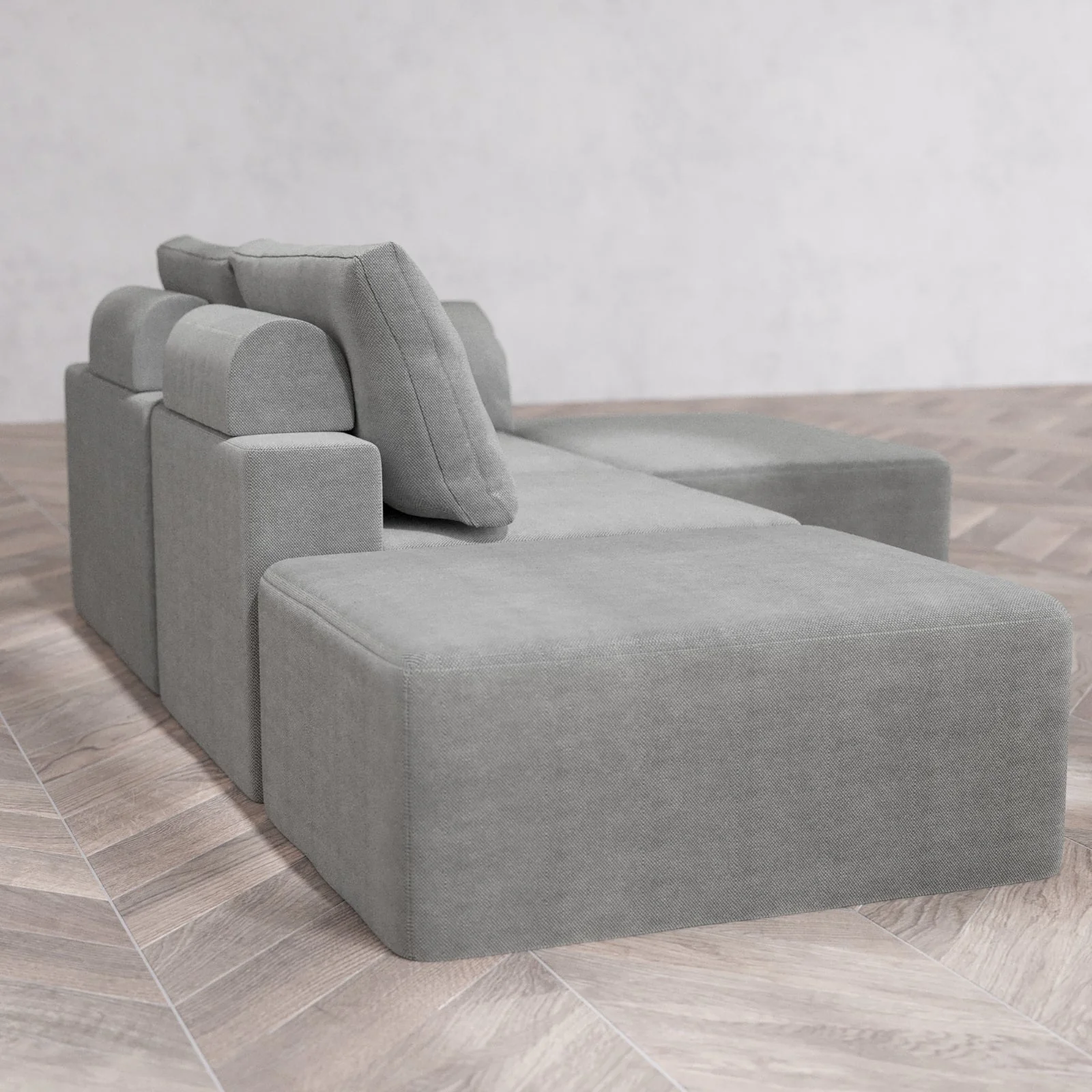 Slipcover Only - Modular Washable 2-Seater Open End Chaise Sectional Cloud + Bolster Sofa in Slate | Right-Facing Arm - Image 6