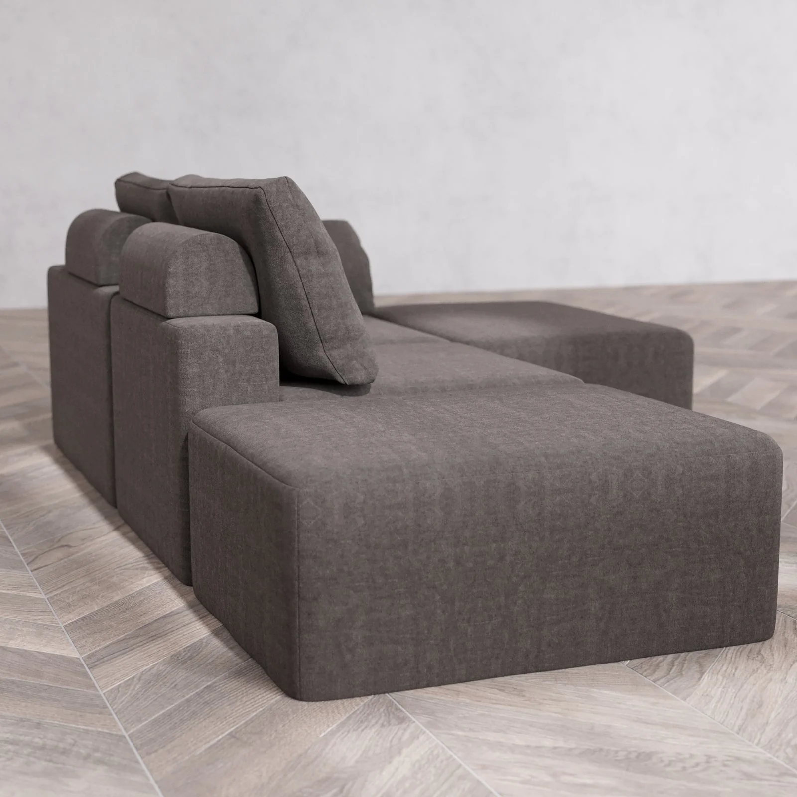 Slipcover Only - Modular Washable 2-Seater Open End Chaise Sectional Cloud + Bolster Sofa in Truffle | Right-Facing Arm - Image 6
