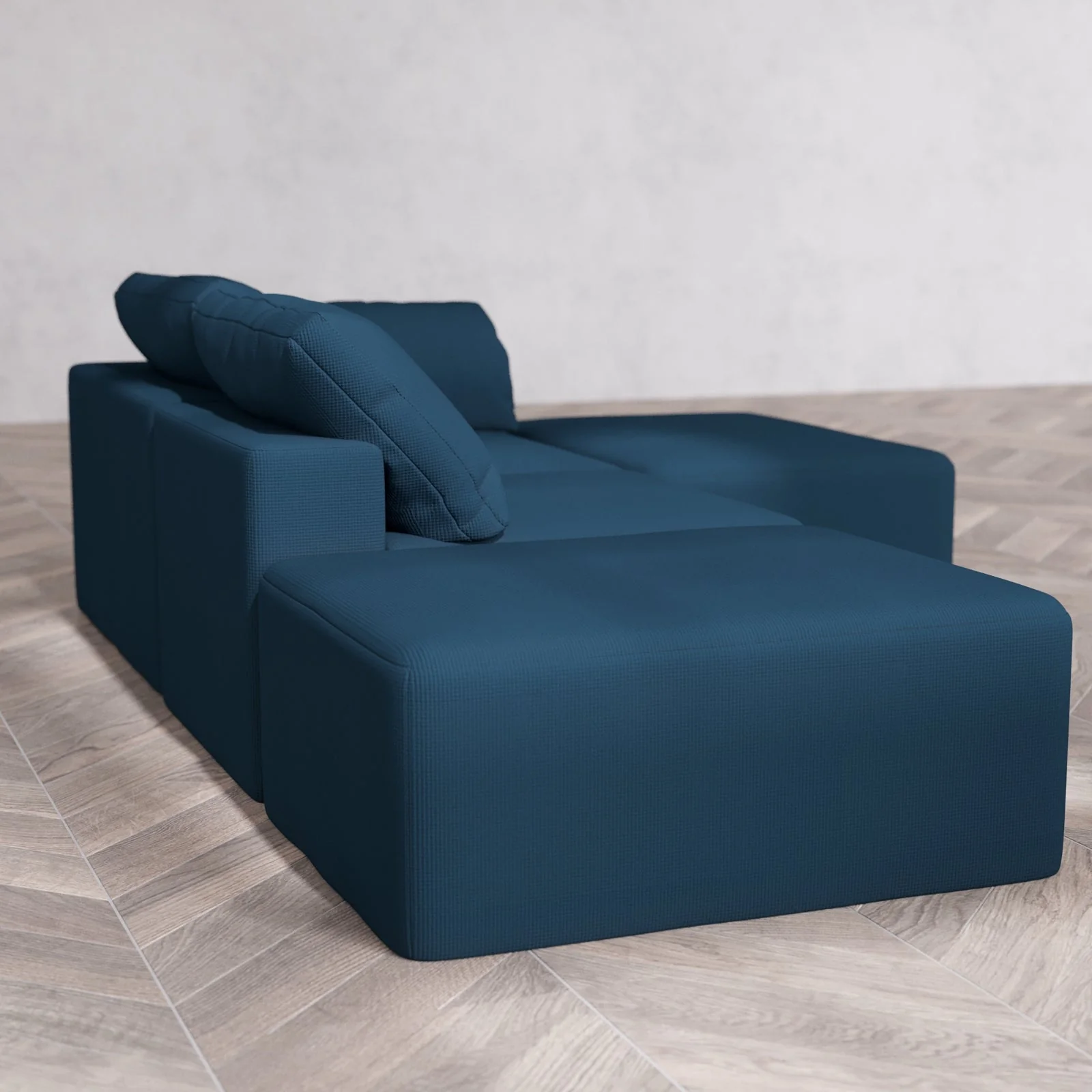 Slipcover Only - Modular Washable 2-Seater Open End Chaise Sectional Cloud Sofa in Lazuli | Right-Facing Arm - Image 6