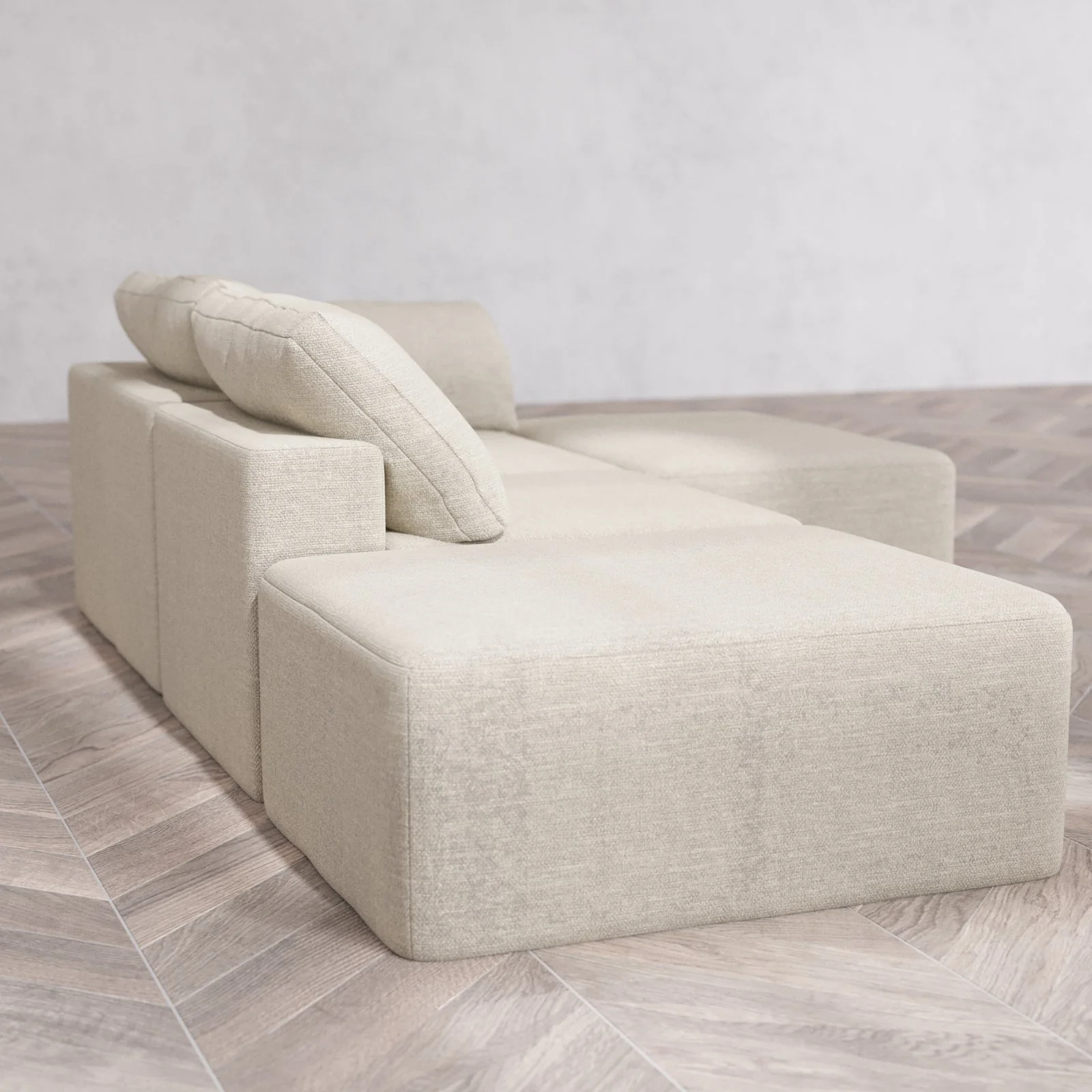 Slipcover Only - Modular Washable 2-Seater Open End Chaise Sectional Cloud Sofa in Sandstone | Right-Facing Arm - Image 6