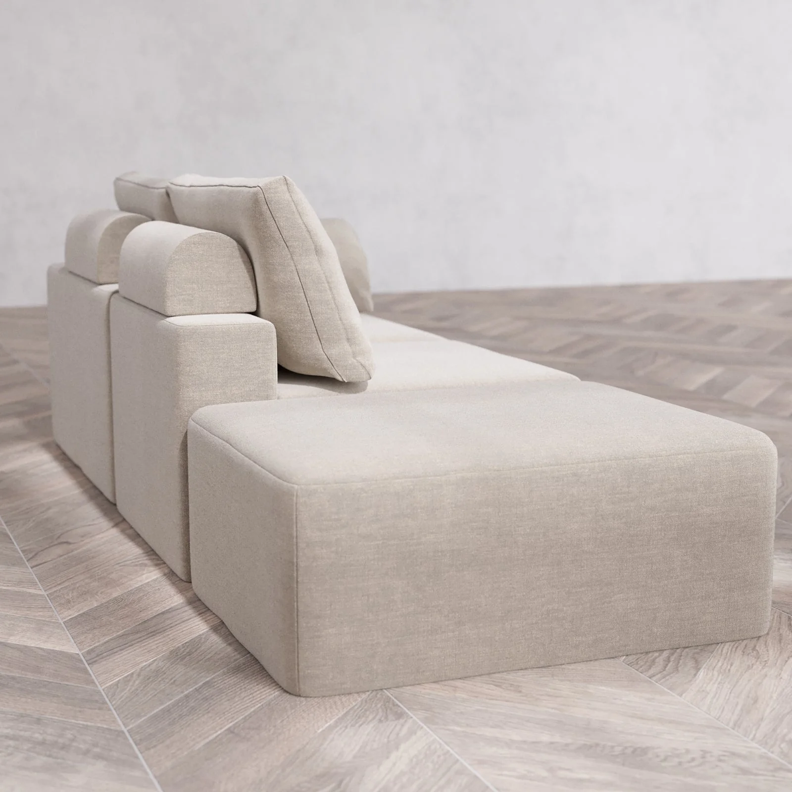 Slipcover Only - Modular Washable 2-Seater Open End Cloud + Bolster Sofa in Caraway | Right-Facing Arm - Image 6