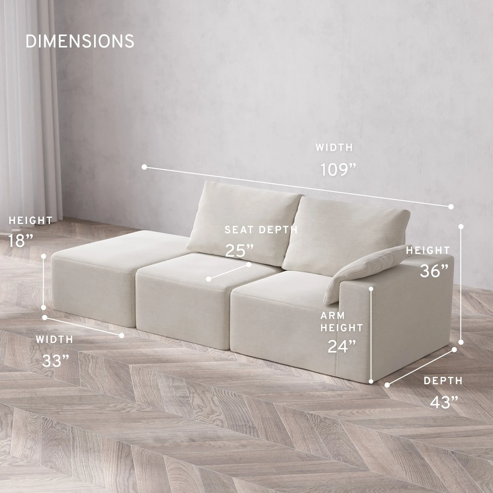 Slipcover Only - Modular Washable 2-Seater Open End Cloud + Bolster Sofa in Cashew | Right-Facing Arm - Image 5