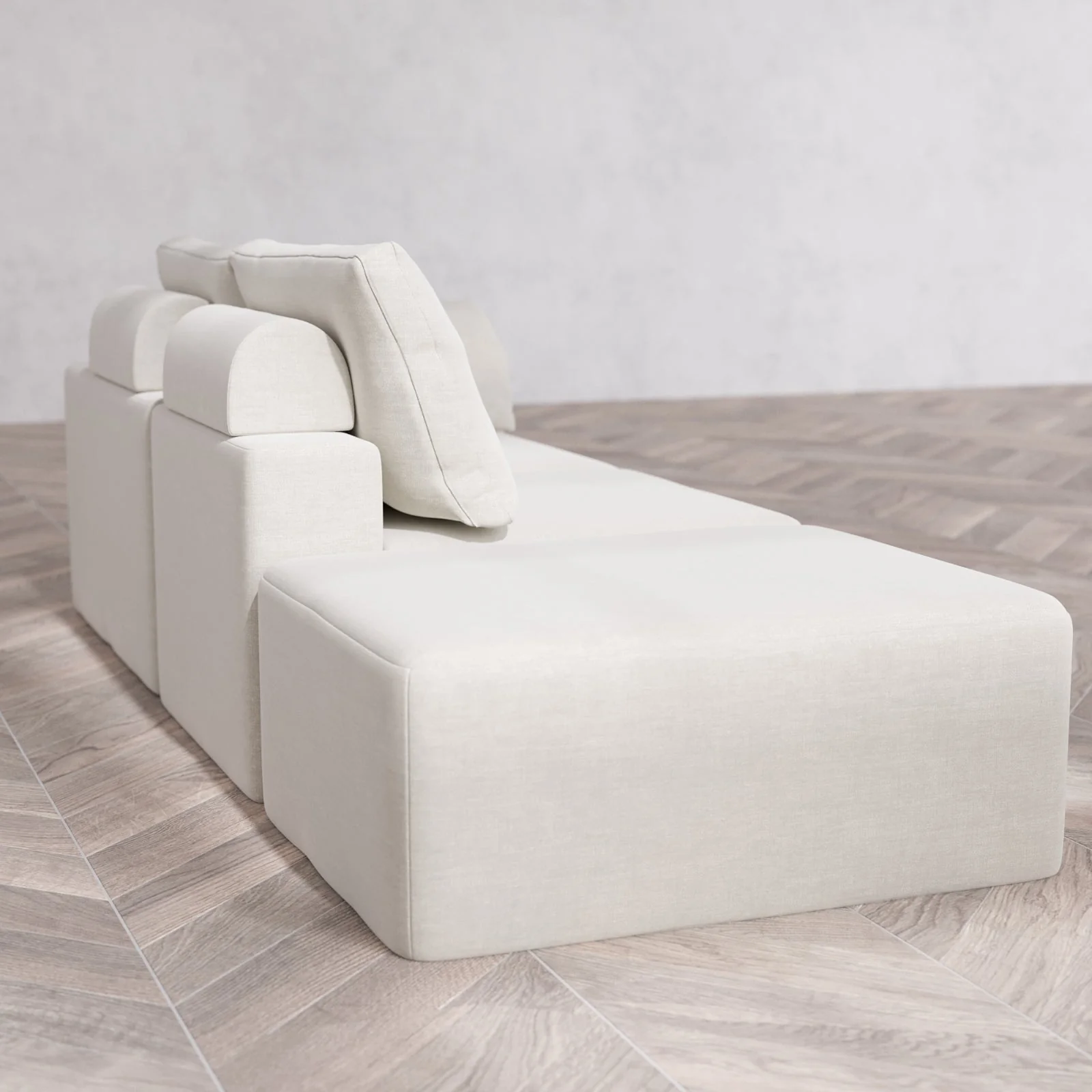 Slipcover Only - Modular Washable 2-Seater Open End Cloud + Bolster Sofa in Cashew | Right-Facing Arm - Image 6