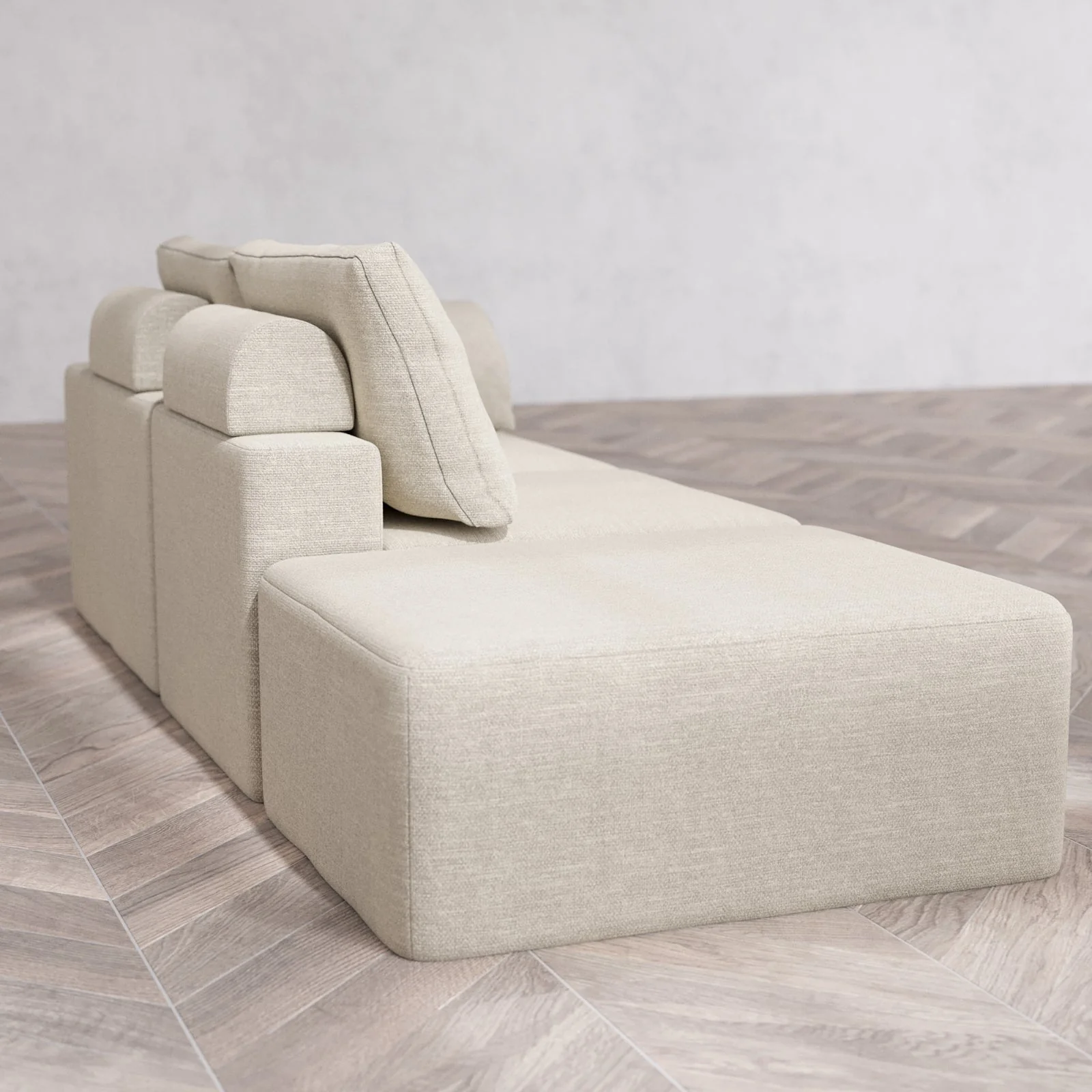 Slipcover Only - Modular Washable 2-Seater Open End Cloud + Bolster Sofa in Sandstone | Right-Facing Arm - Image 6