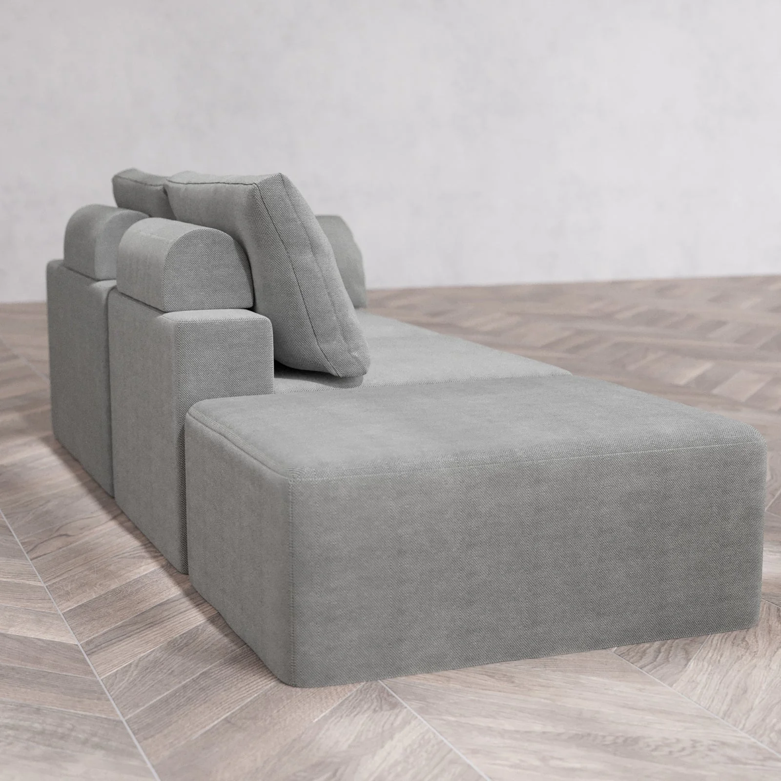 Slipcover Only - Modular Washable 2-Seater Open End Cloud + Bolster Sofa in Slate | Right-Facing Arm - Image 6