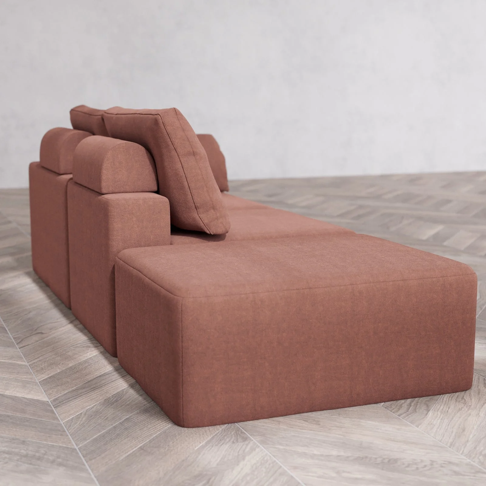 Slipcover Only - Modular Washable 2-Seater Open End Cloud + Bolster Sofa in Sumac | Right-Facing Arm - Image 6