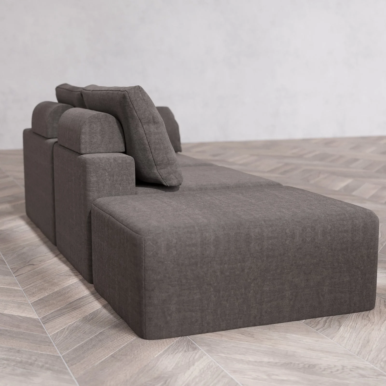 Slipcover Only - Modular Washable 2-Seater Open End Cloud + Bolster Sofa in Truffle | Right-Facing Arm - Image 6