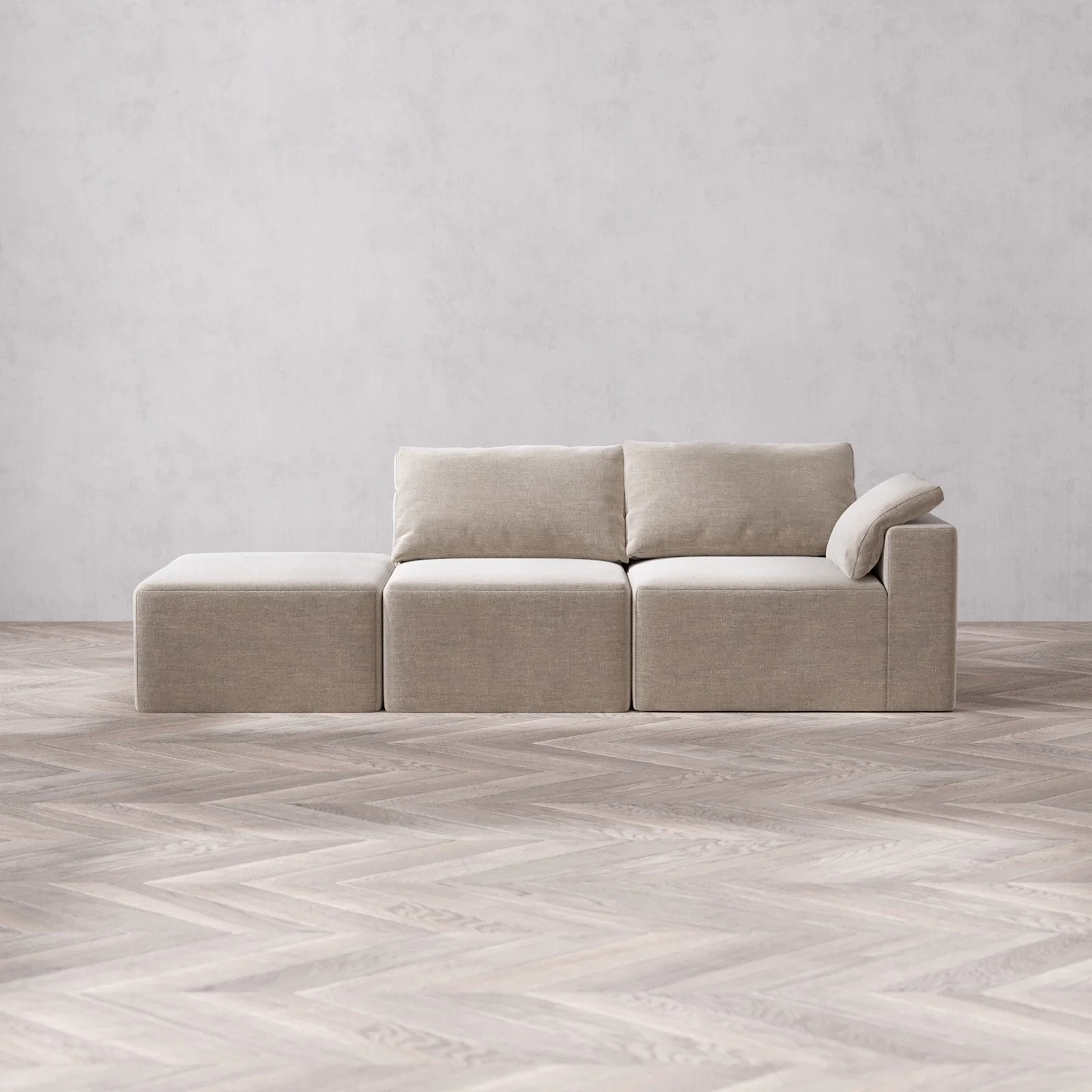 Slipcover Only - Modular Washable 2-Seater Open End Cloud Sofa in Caraway | Right-Facing Arm