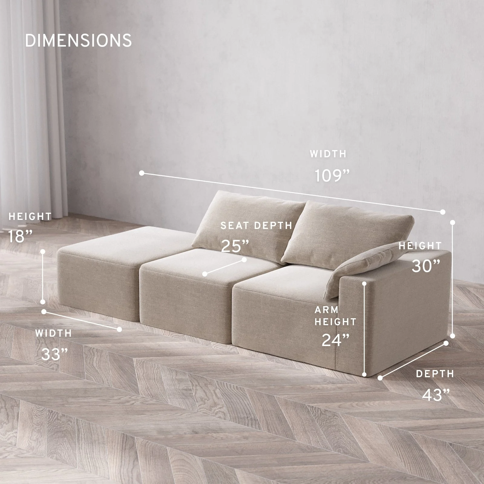 Slipcover Only - Modular Washable 2-Seater Open End Cloud Sofa in Caraway | Right-Facing Arm - Image 5