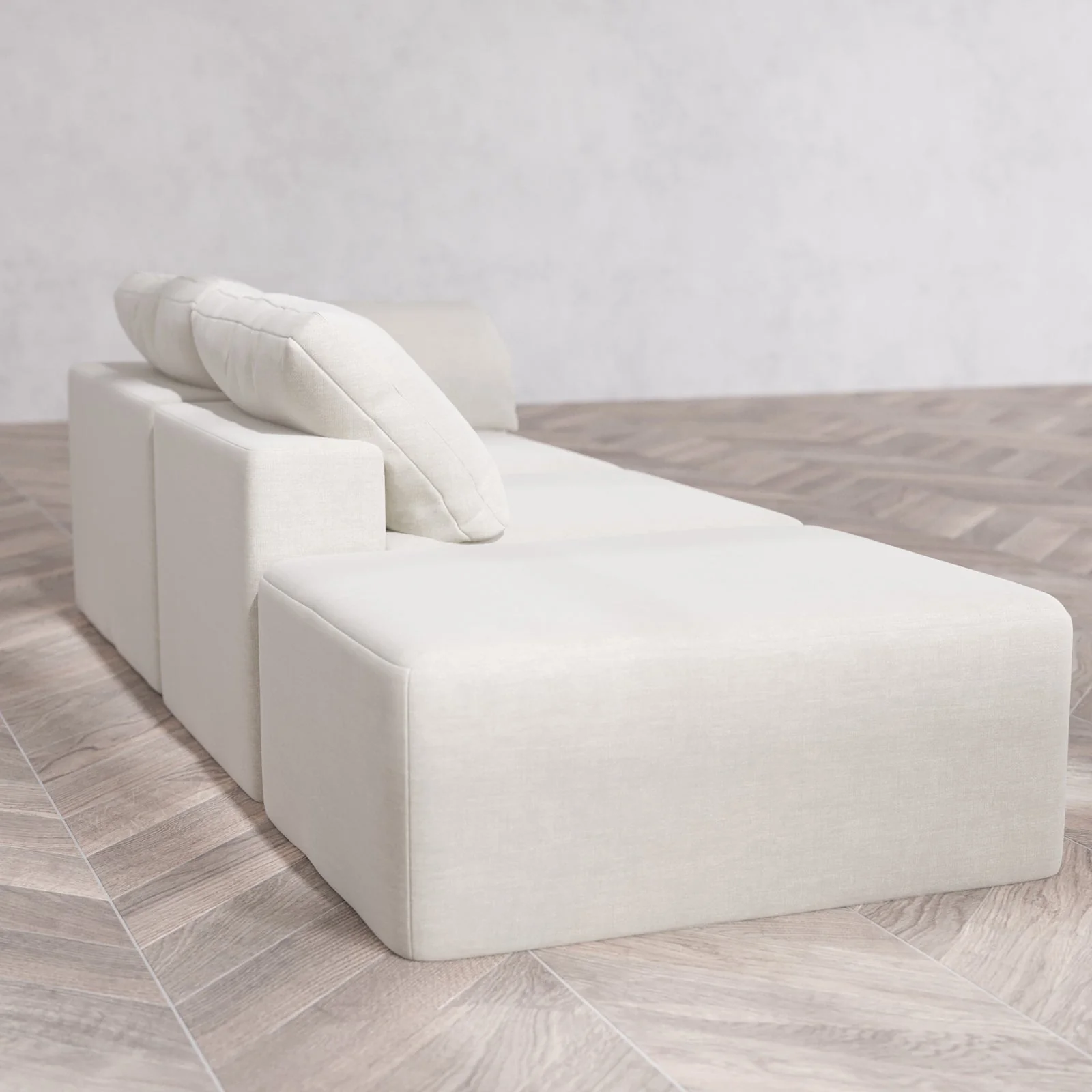 Slipcover Only - Modular Washable 2-Seater Open End Cloud Sofa in Cashew | Right-Facing Arm - Image 6