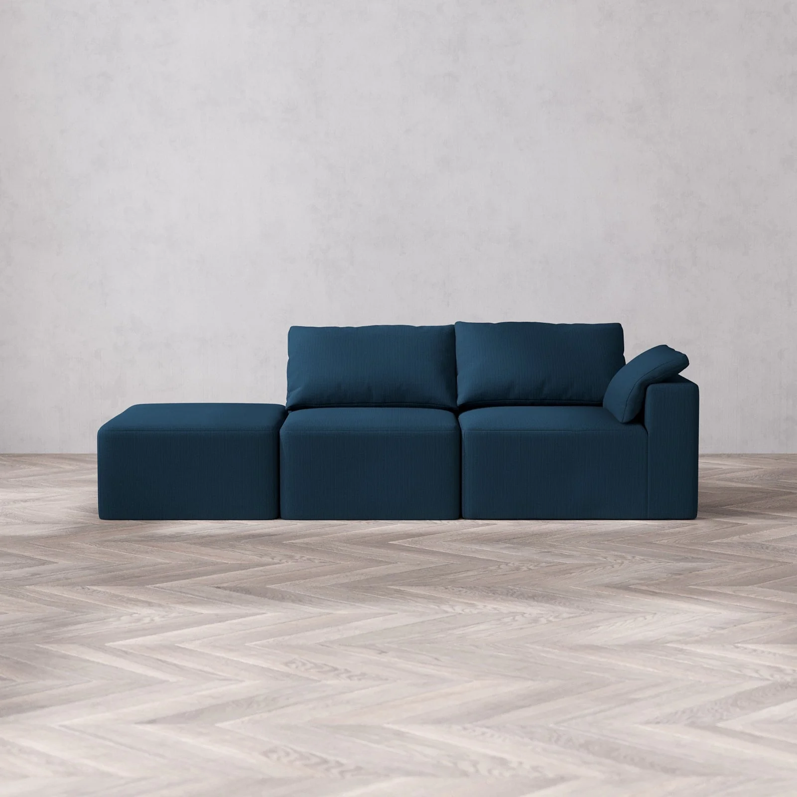 Slipcover Only - Modular Washable 2-Seater Open End Cloud Sofa in Lazuli | Right-Facing Arm