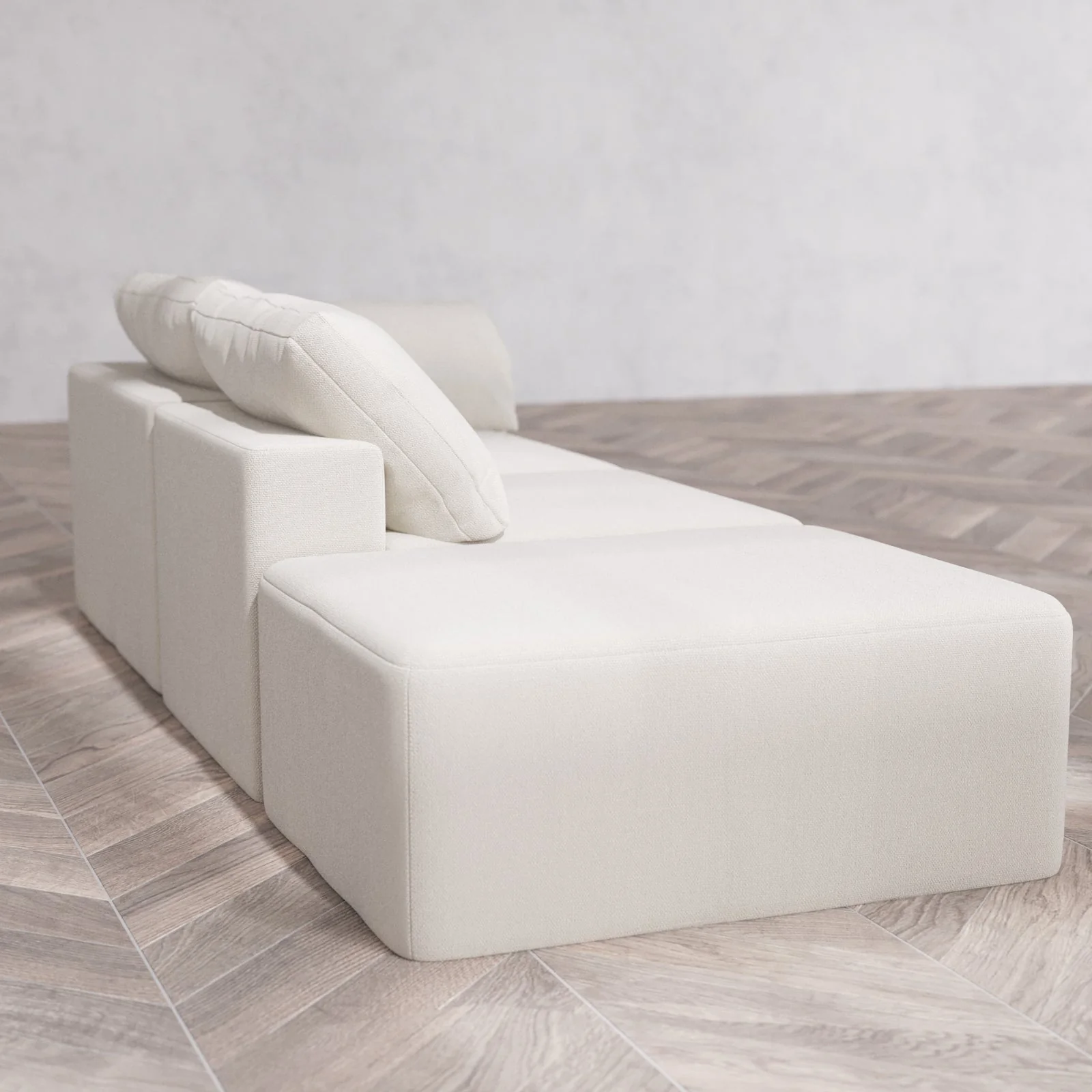Slipcover Only - Modular Washable 2-Seater Open End Cloud Sofa in Pearl | Right-Facing Arm - Image 6