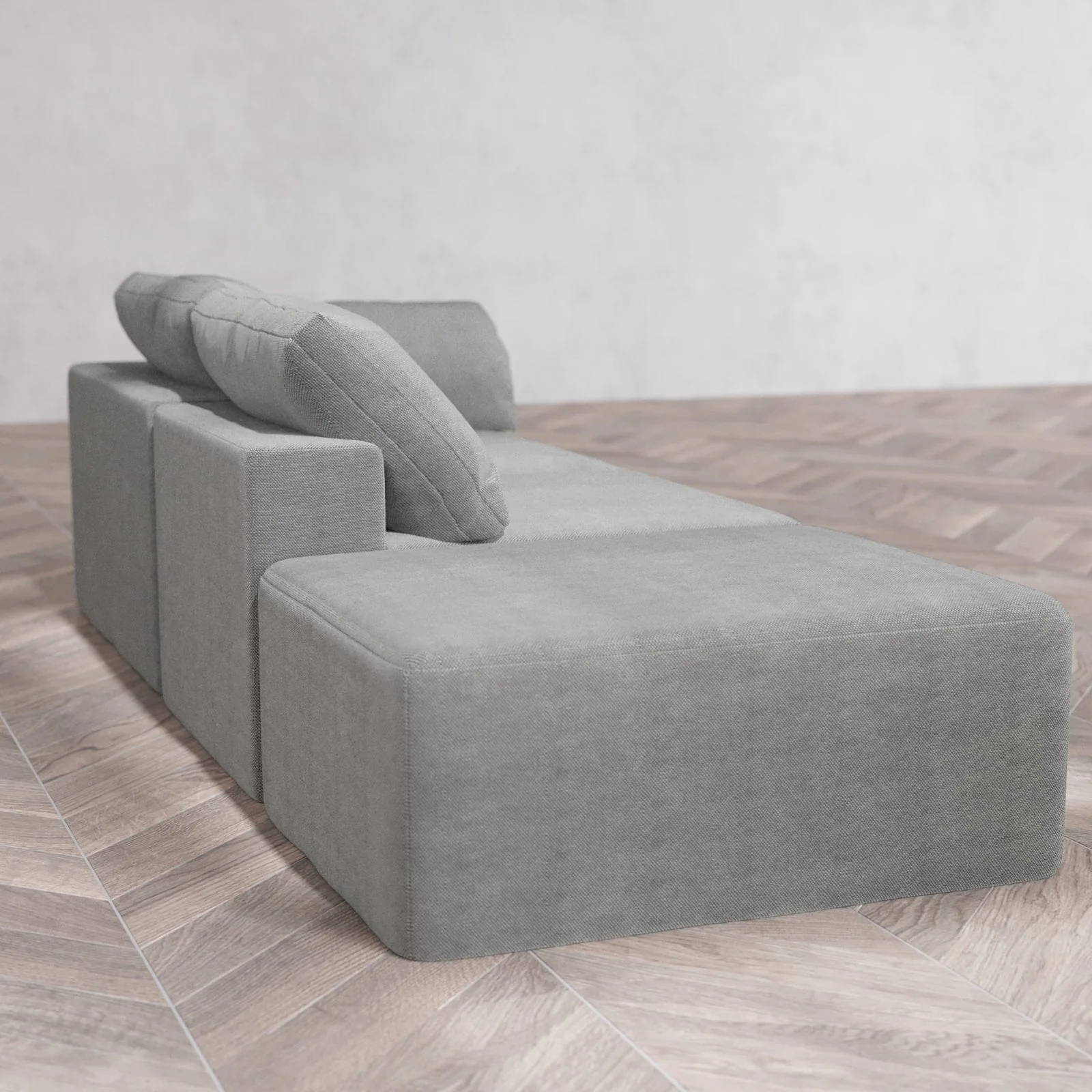 Slipcover Only - Modular Washable 2-Seater Open End Cloud Sofa in Slate | Right-Facing Arm - Image 6